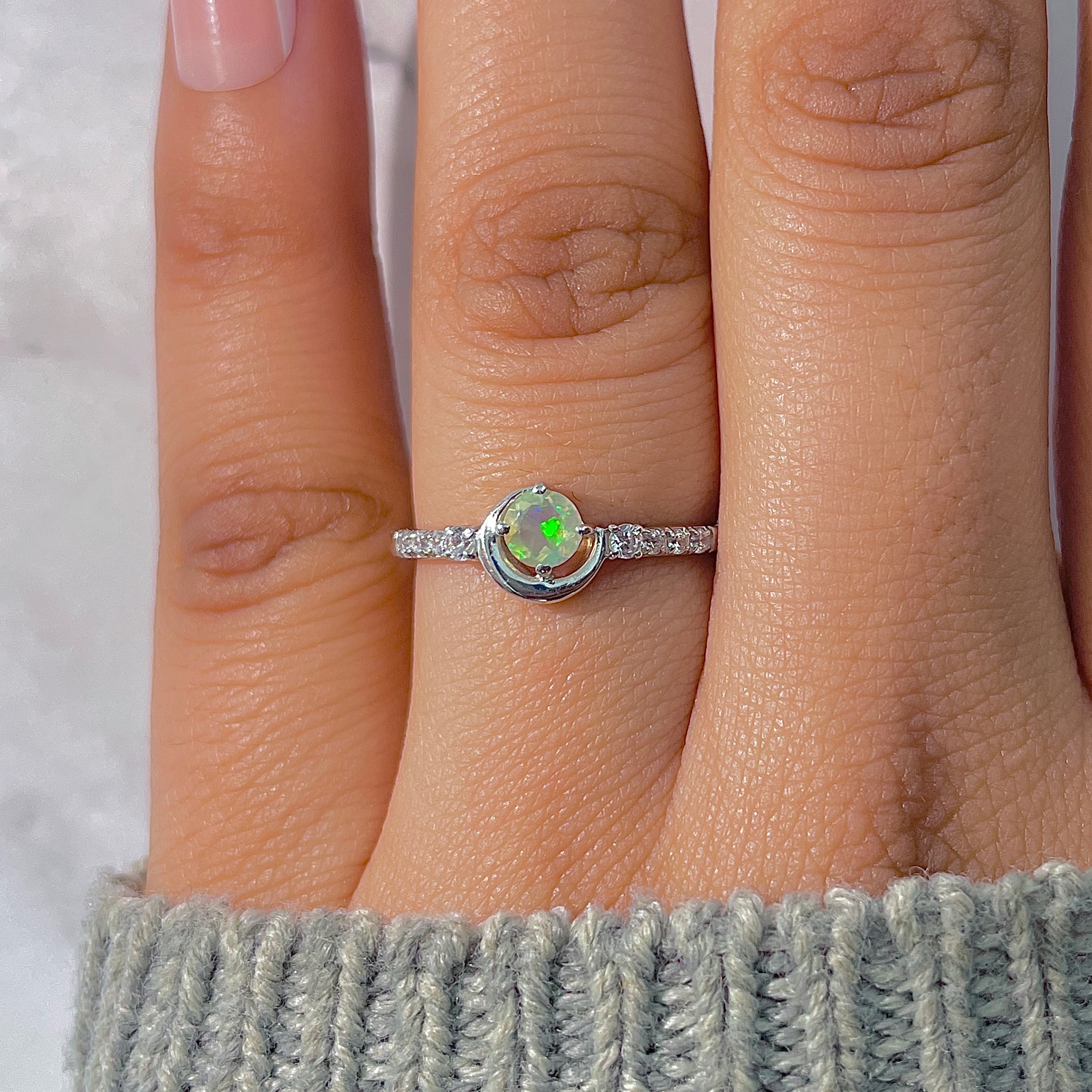 Opal & White Topaz Ring-(OPL-RDR-2292.)