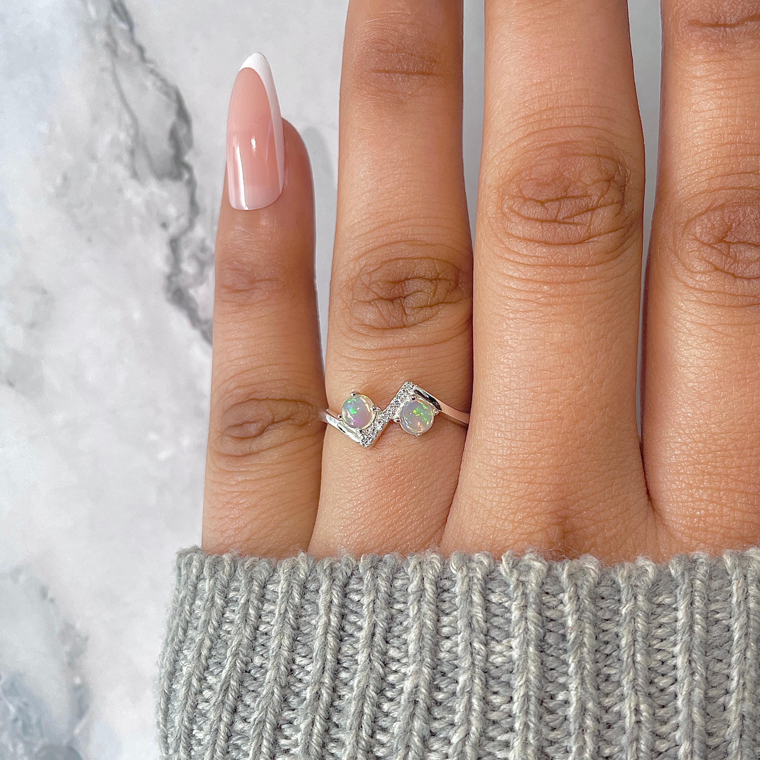 Opal & White Topaz Ring-(OPL-RDR-2295.)