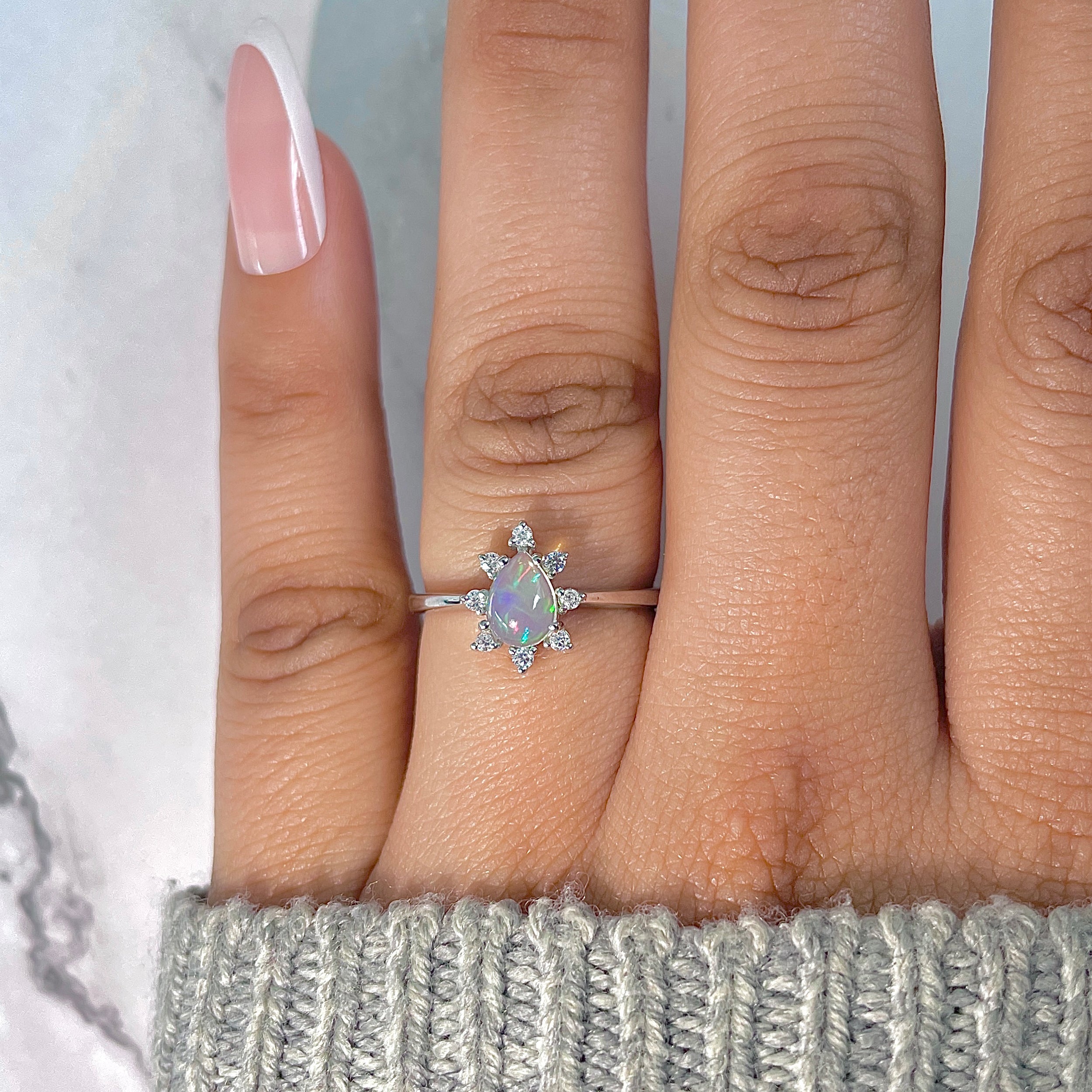 Opal & White Topaz Ring-(OPL-RDR-2305.)