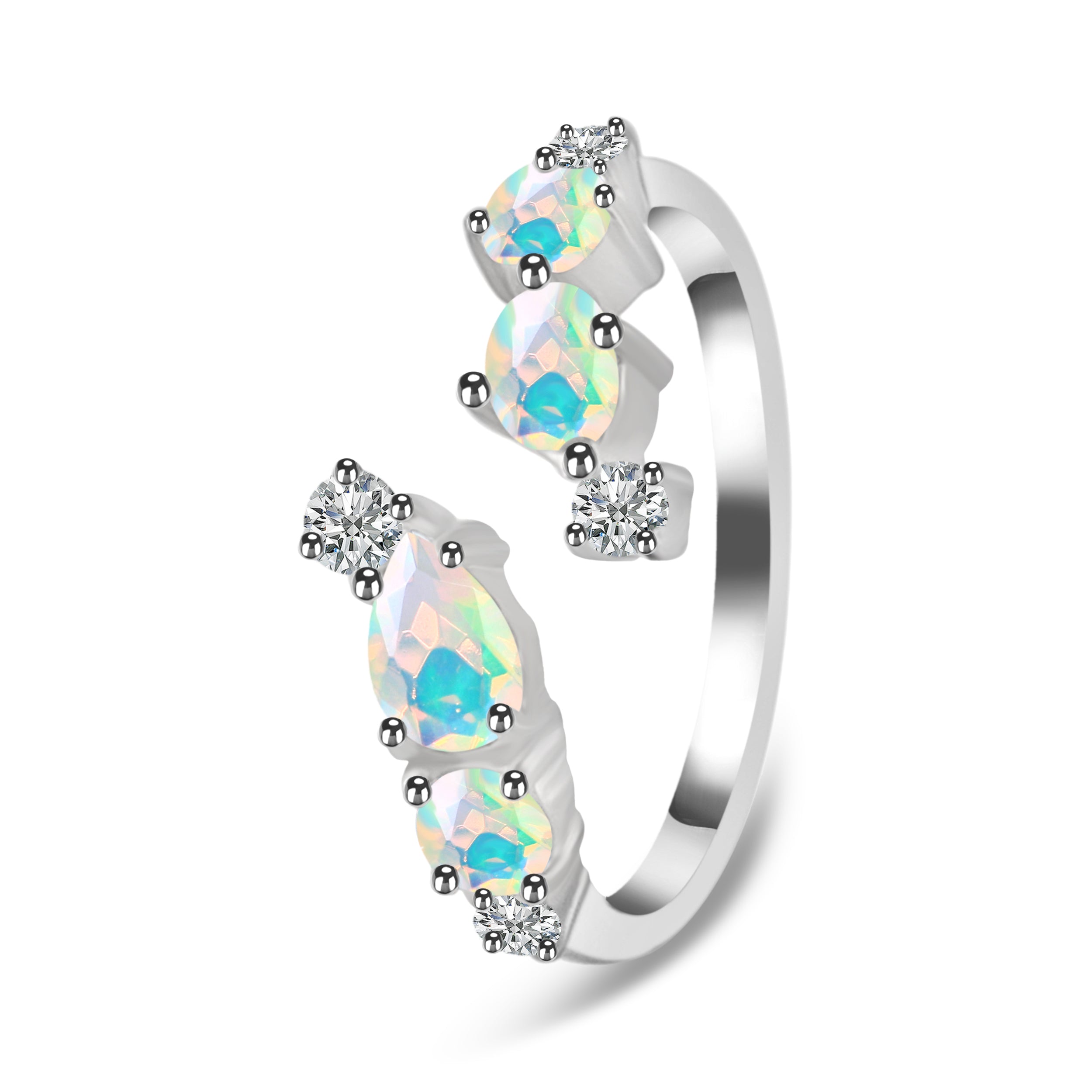 Opal & White Topaz Ring-(OPL-RDR-3524.)