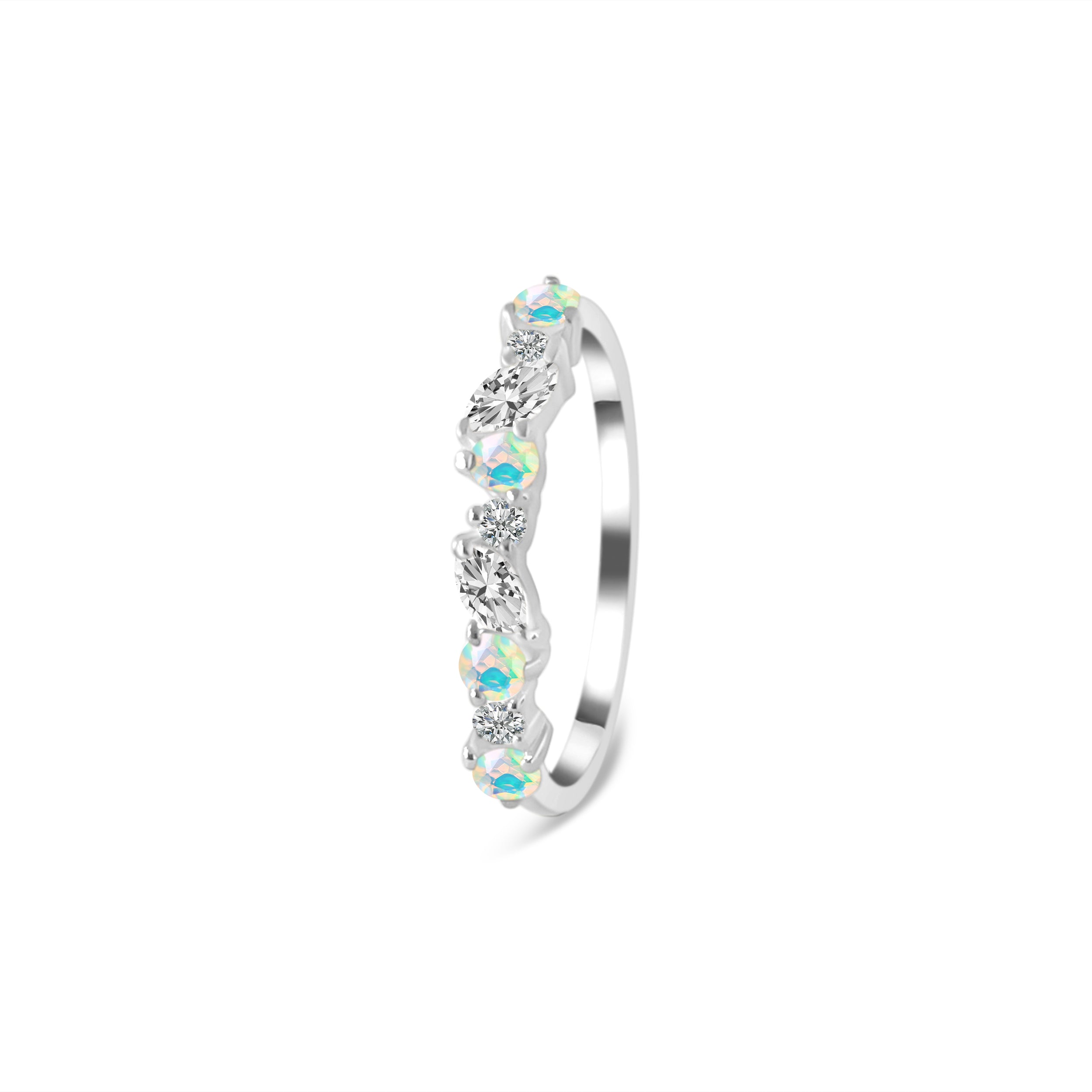 Opal & White Topaz Ring-(OPL-RDR-3551.)