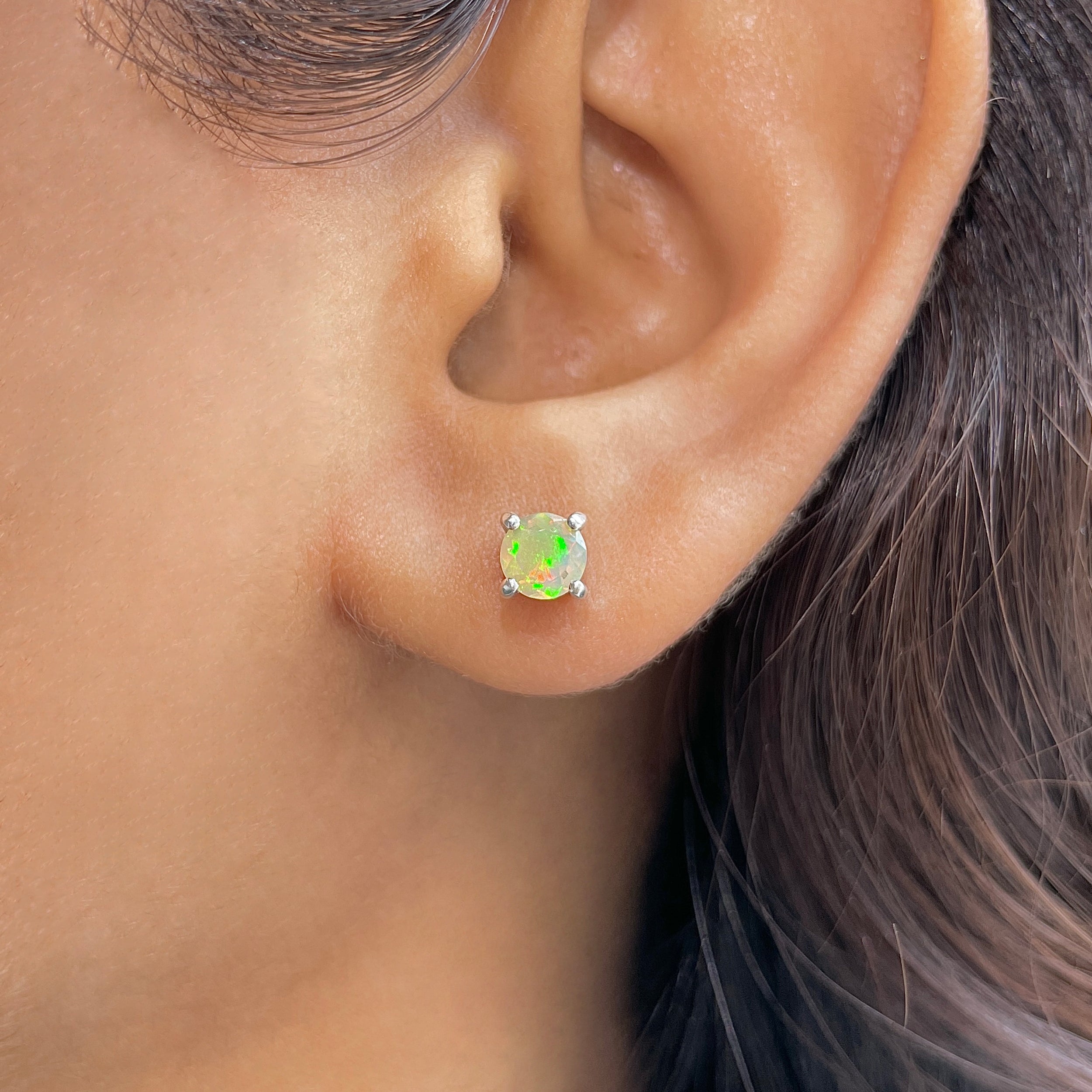 Opal Stud Earring-(OPL-RDE-1321.)