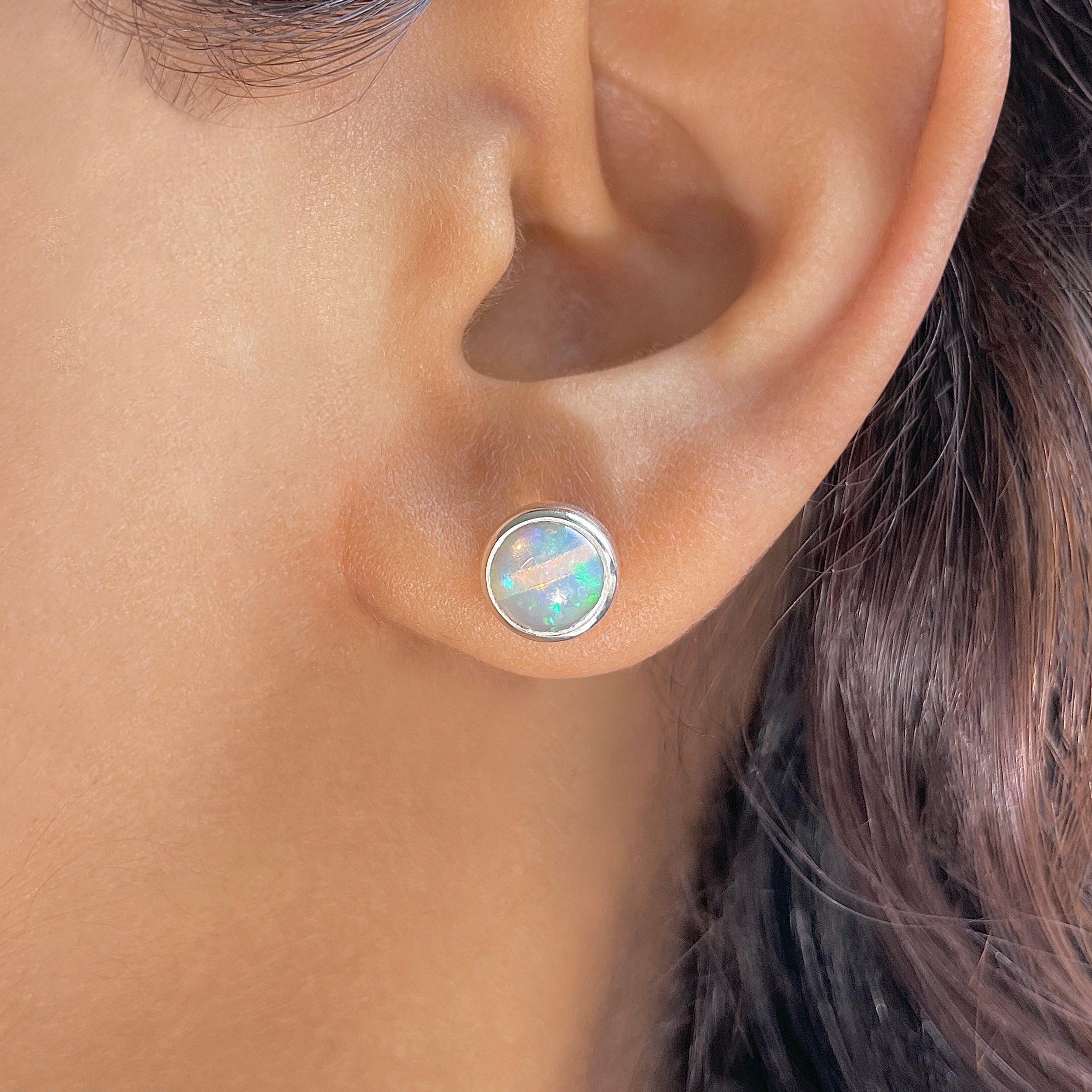 Opal Stud Earring-(OPL-RDE-724.)