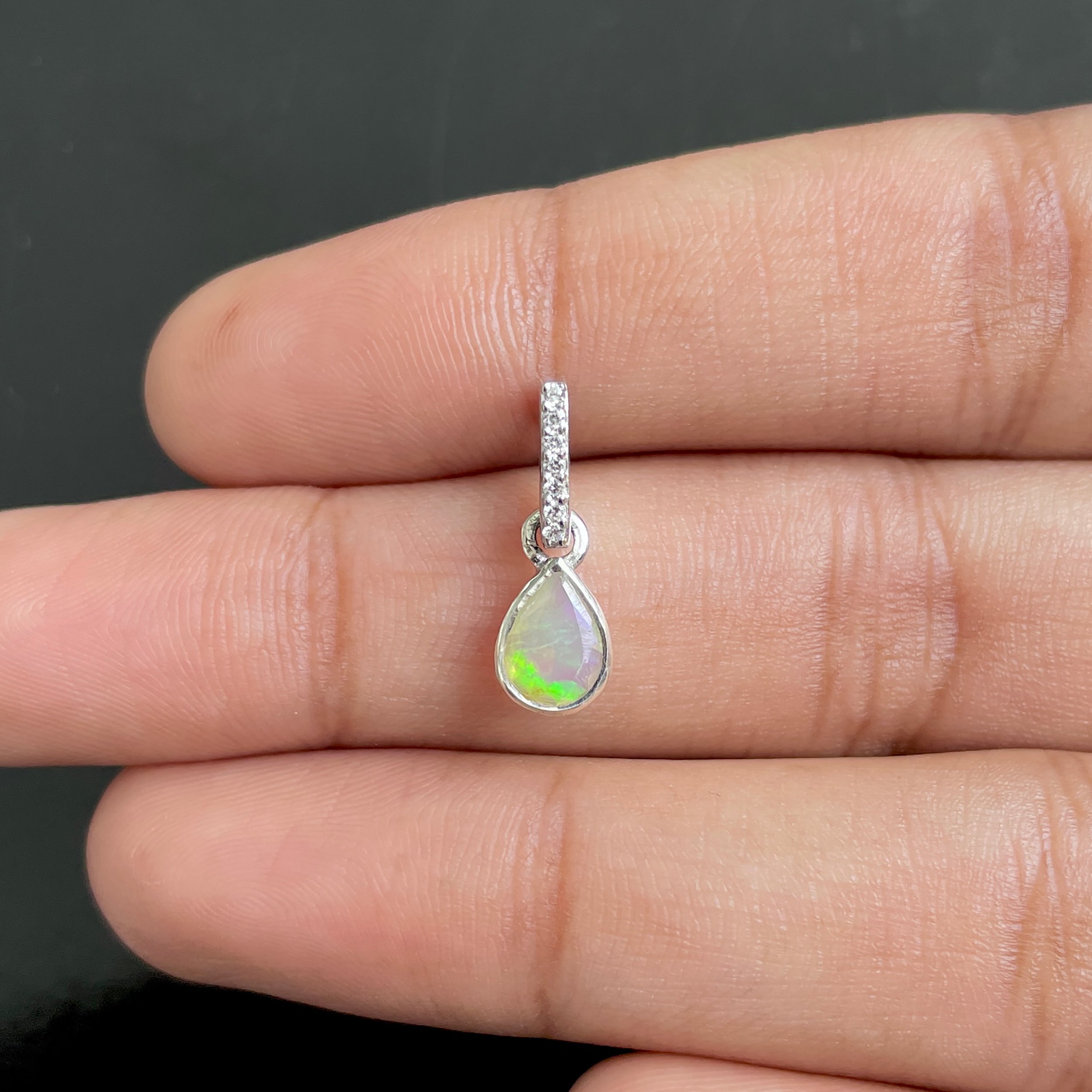 Opal & White Topaz Pendant-(OPL-RDP-779.)