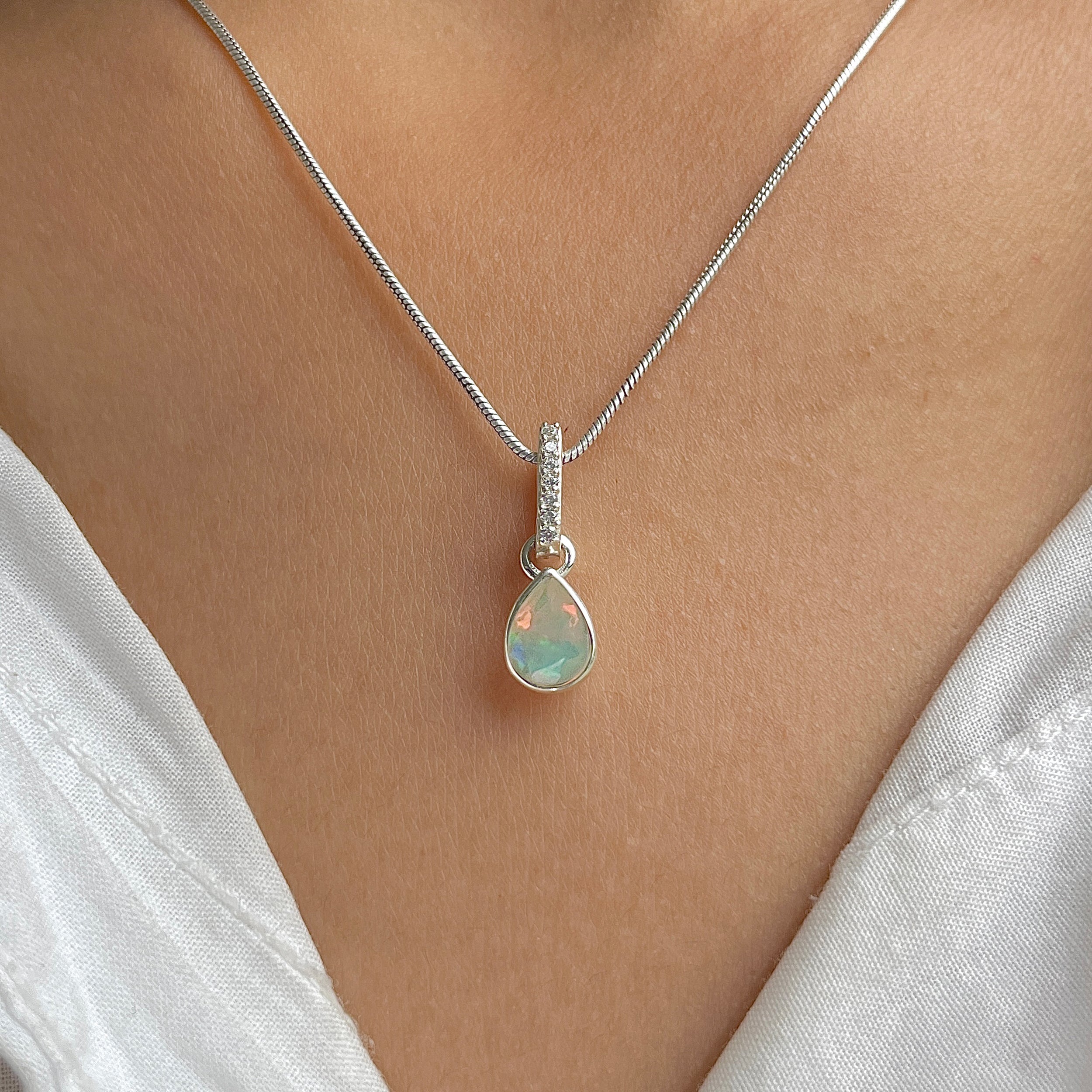 Opal & White Topaz Pendant-(OPL-RDP-779.)