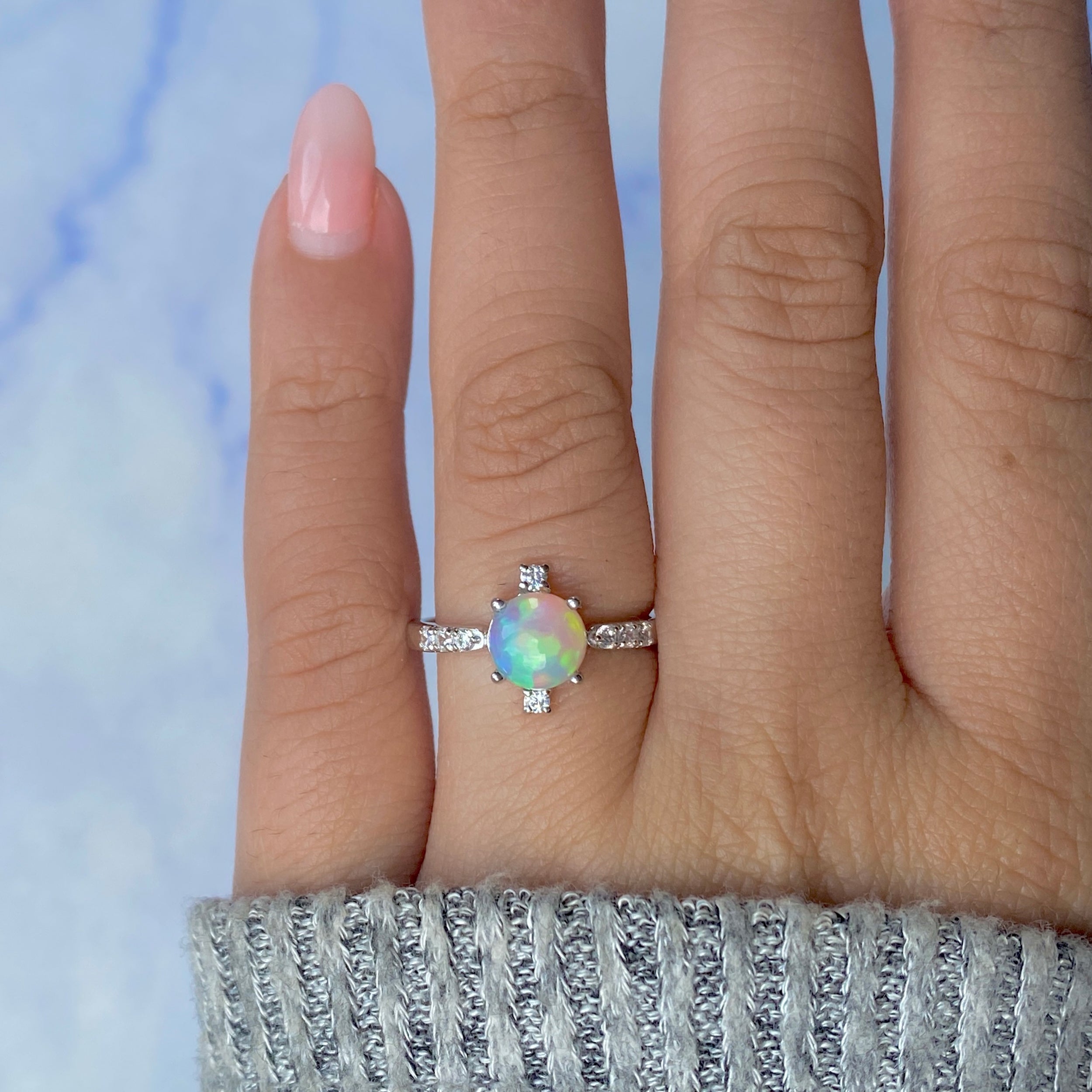 Opal & White Topaz Ring-(OPL-RDR-1621.)