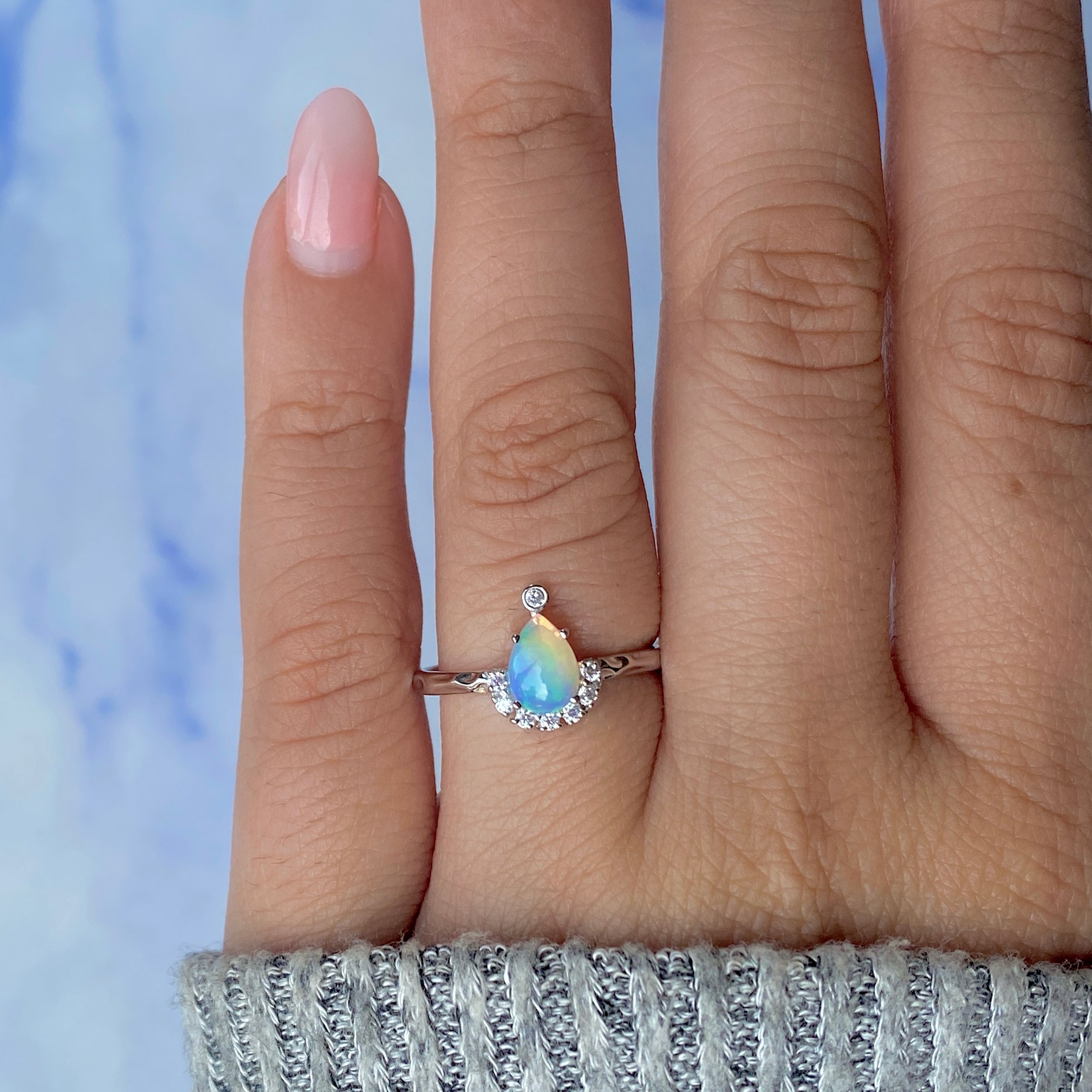 Opal & White Topaz Ring-(OPL-RDR-1622.)