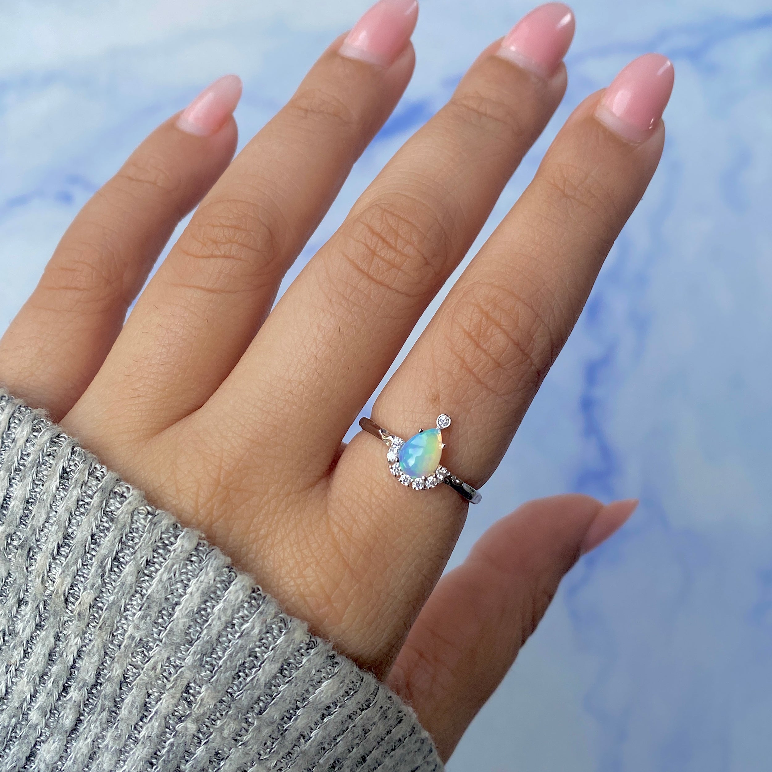 Opal & White Topaz Ring-(OPL-RDR-1622.)