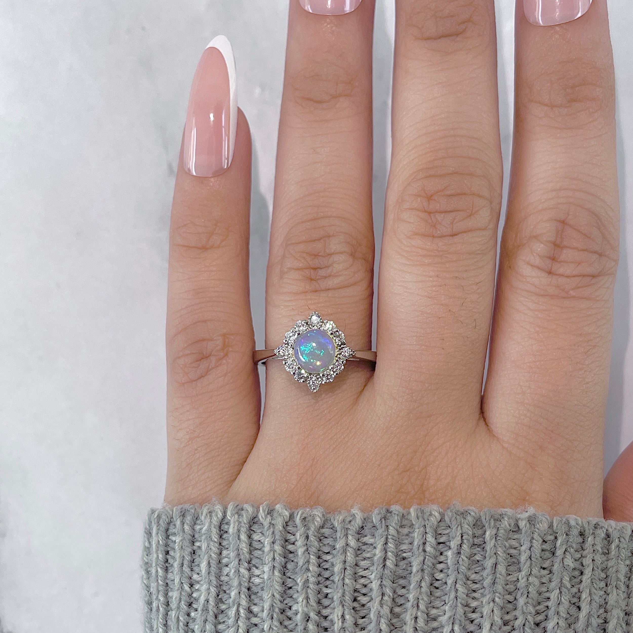 Opal & White Topaz Ring-(OPL-RDR-1784.)