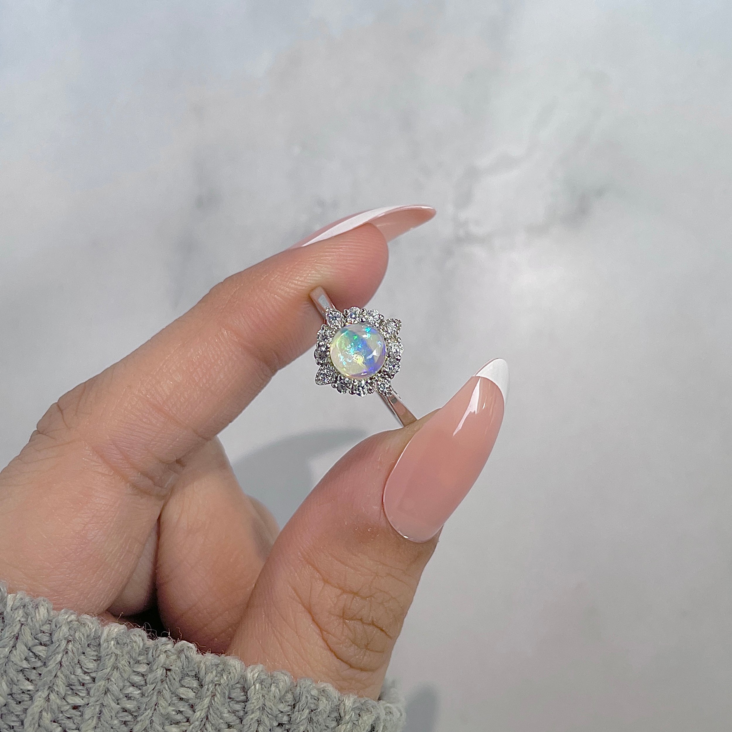Opal & White Topaz Ring-(OPL-RDR-1784.)