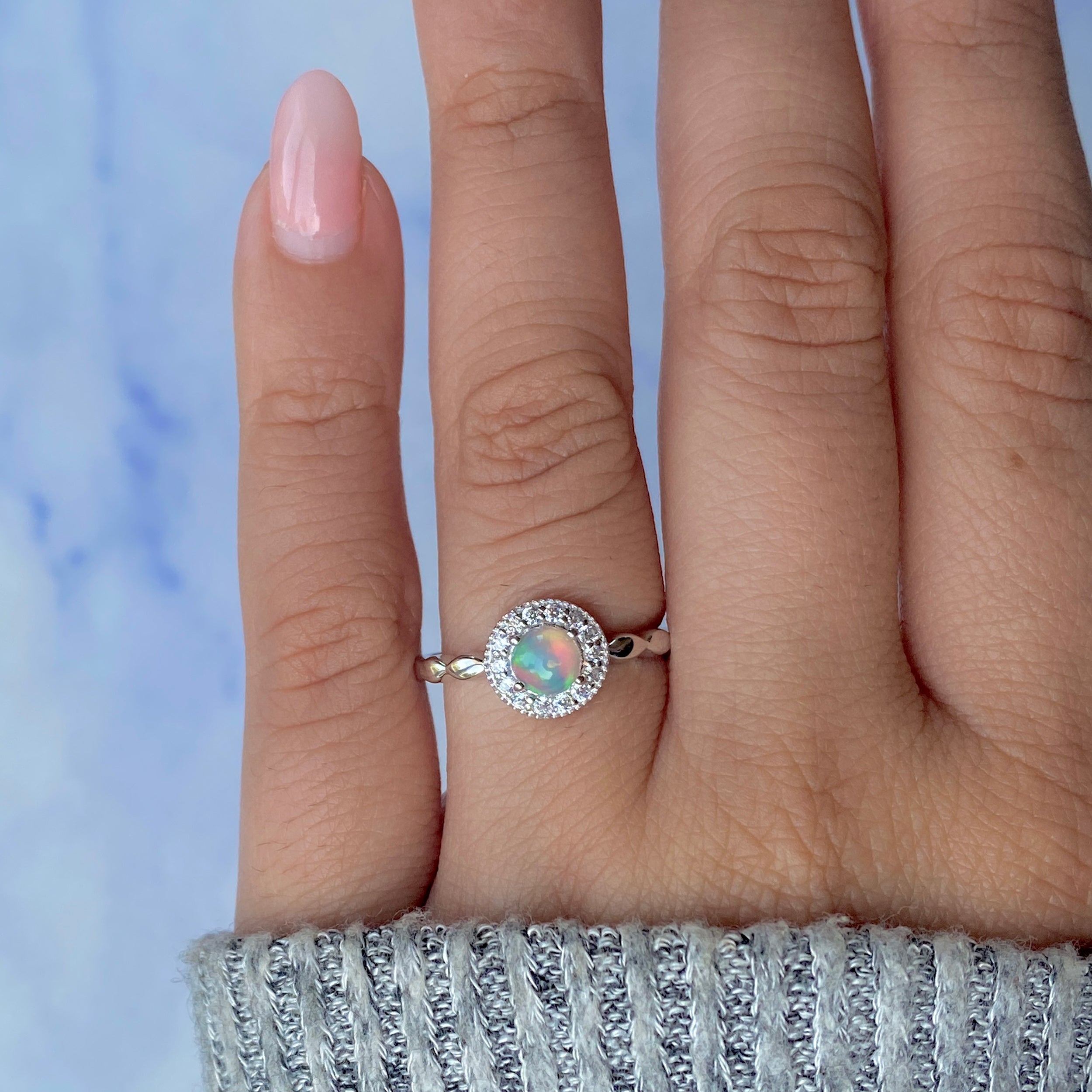 Opal & White Topaz Ring-(OPL-RDR-1799.)