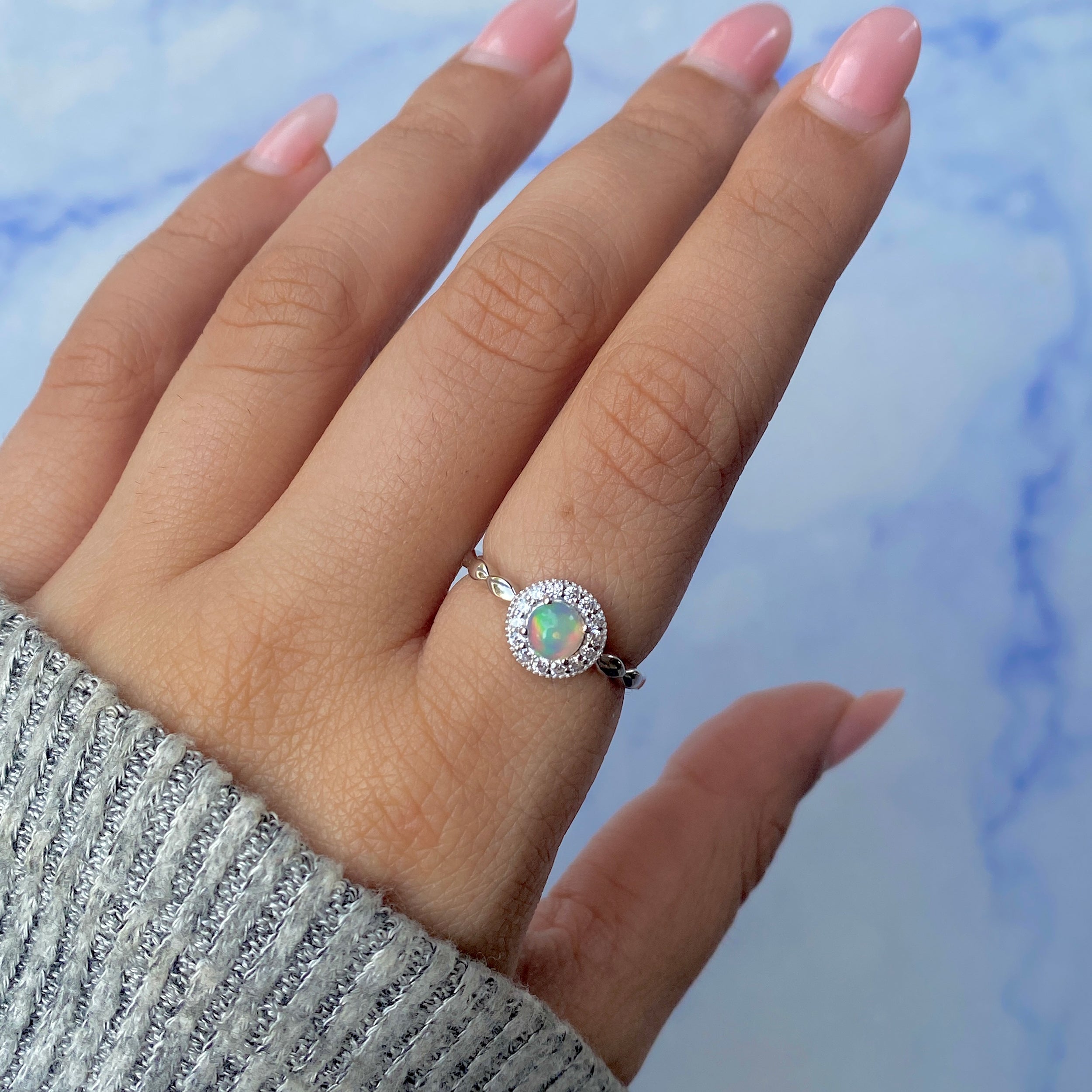 Opal & White Topaz Ring-(OPL-RDR-1799.)
