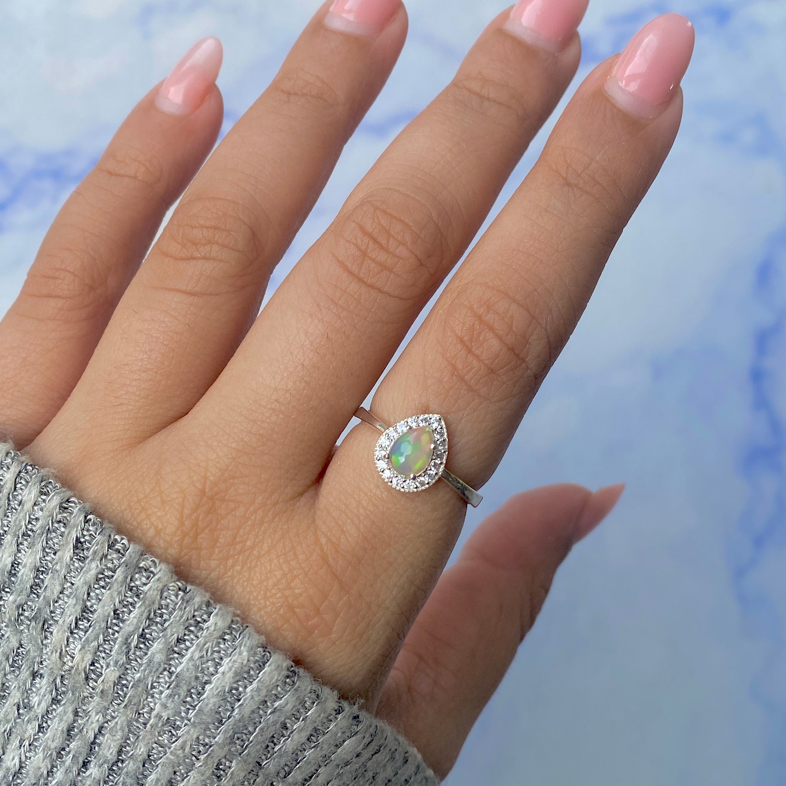 Opal & White Topaz Ring-(OPL-RDR-1804.)