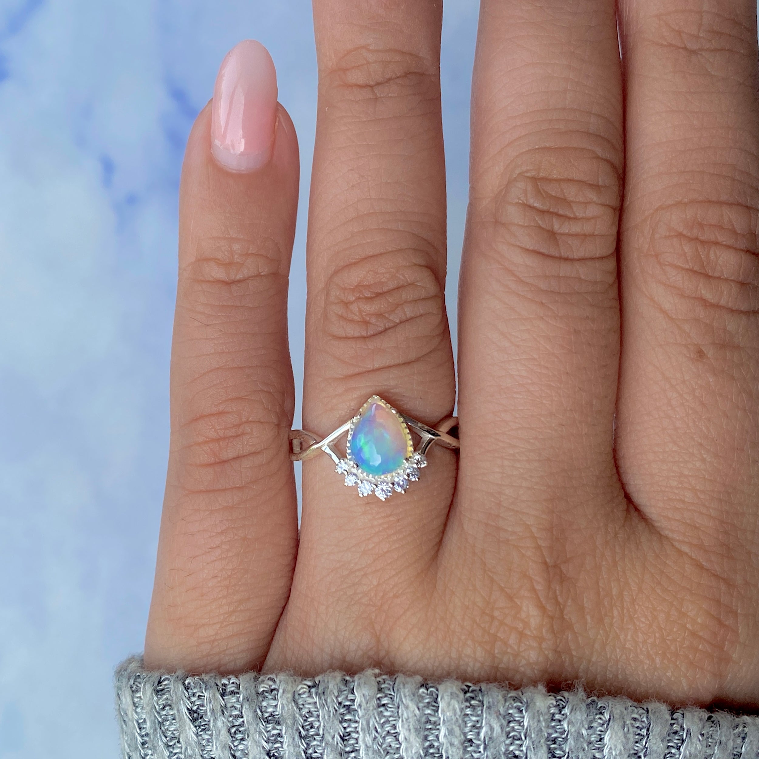 Opal & White Topaz Ring-(OPL-RDR-1930.)