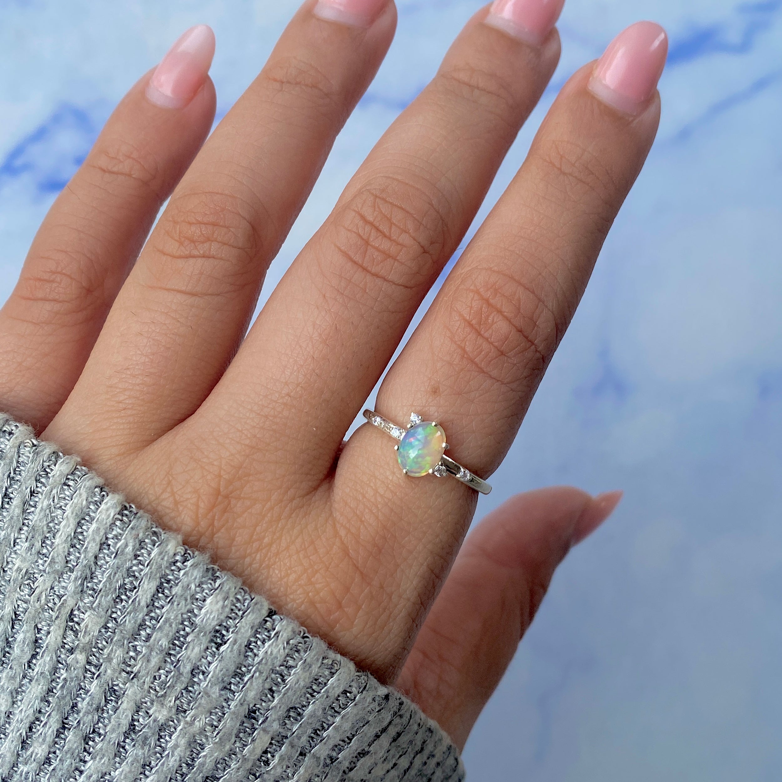 Opal & White Topaz Ring-(OPL-RDR-2273.)