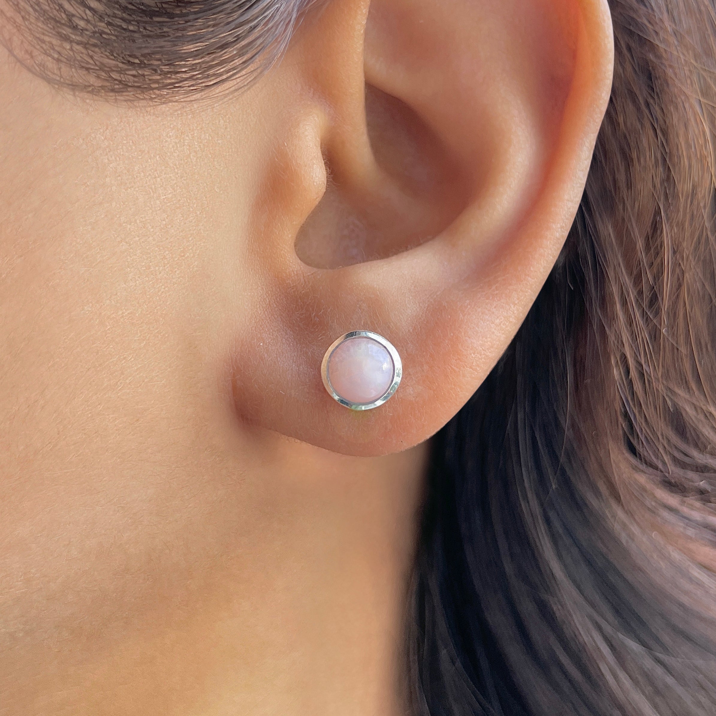 Pink Opal Stud Earring-(PKO-RDE-1073.)