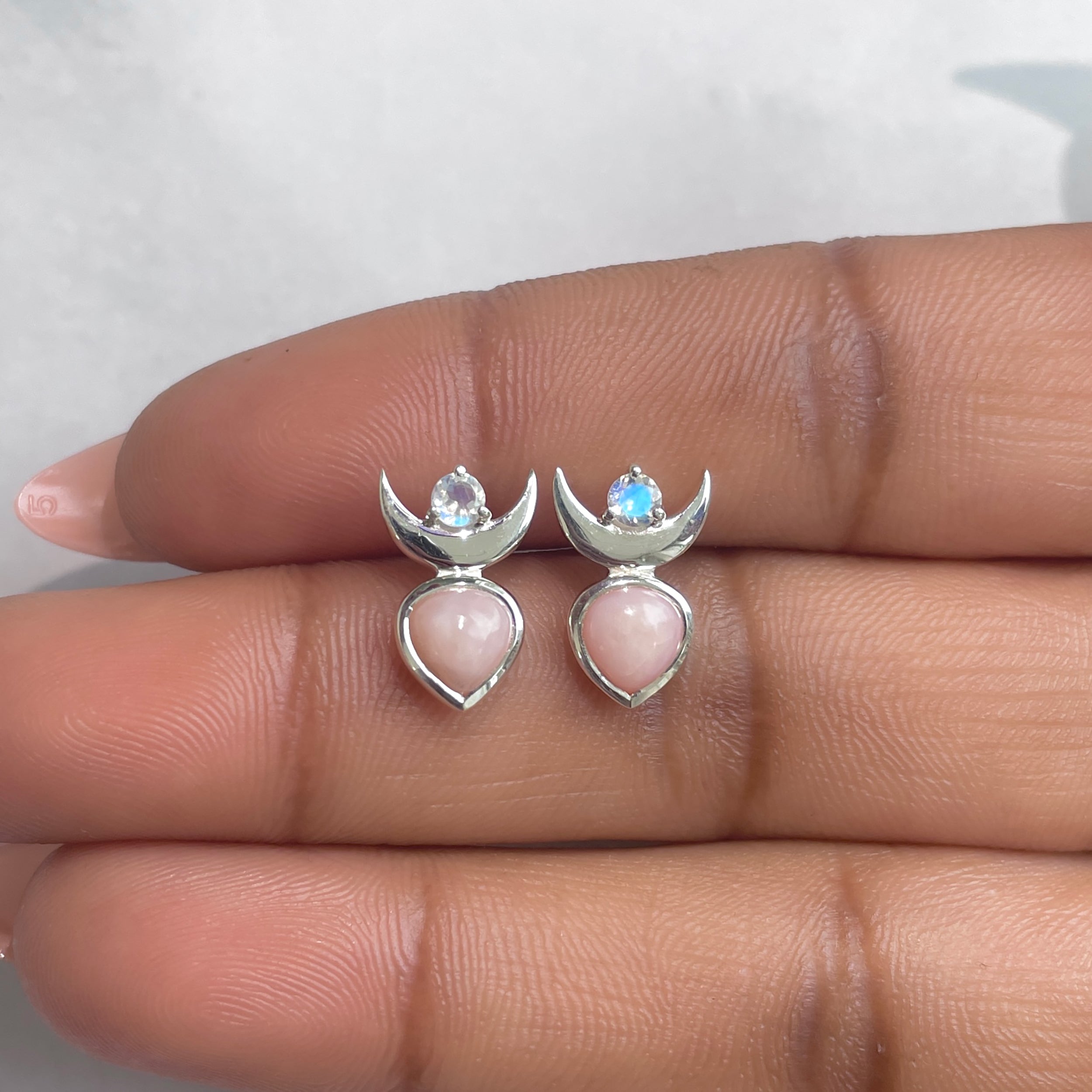 Pink Opal Stud Earring-(PKO-RDE-1092.)