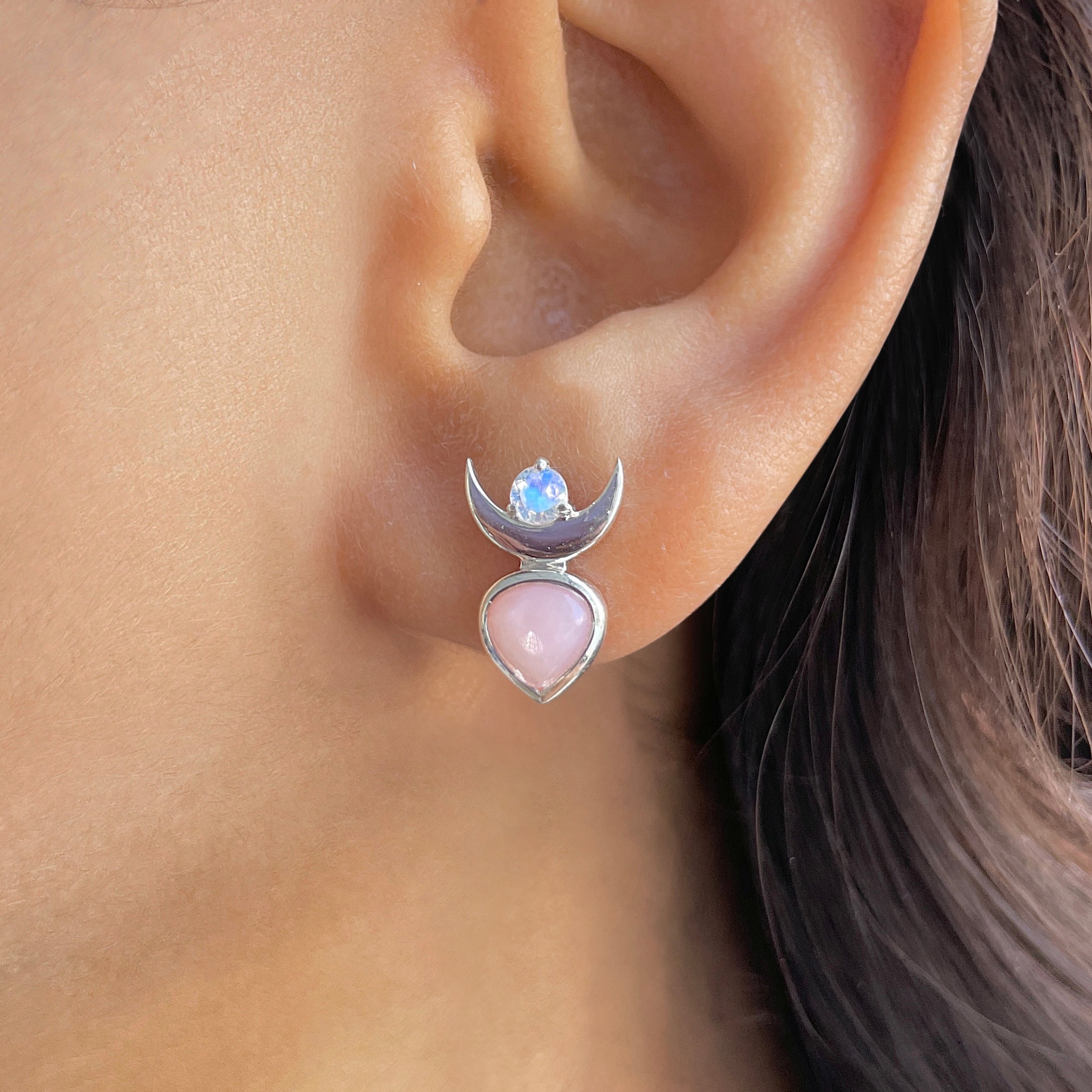 Pink Opal Stud Earring-(PKO-RDE-1092.)