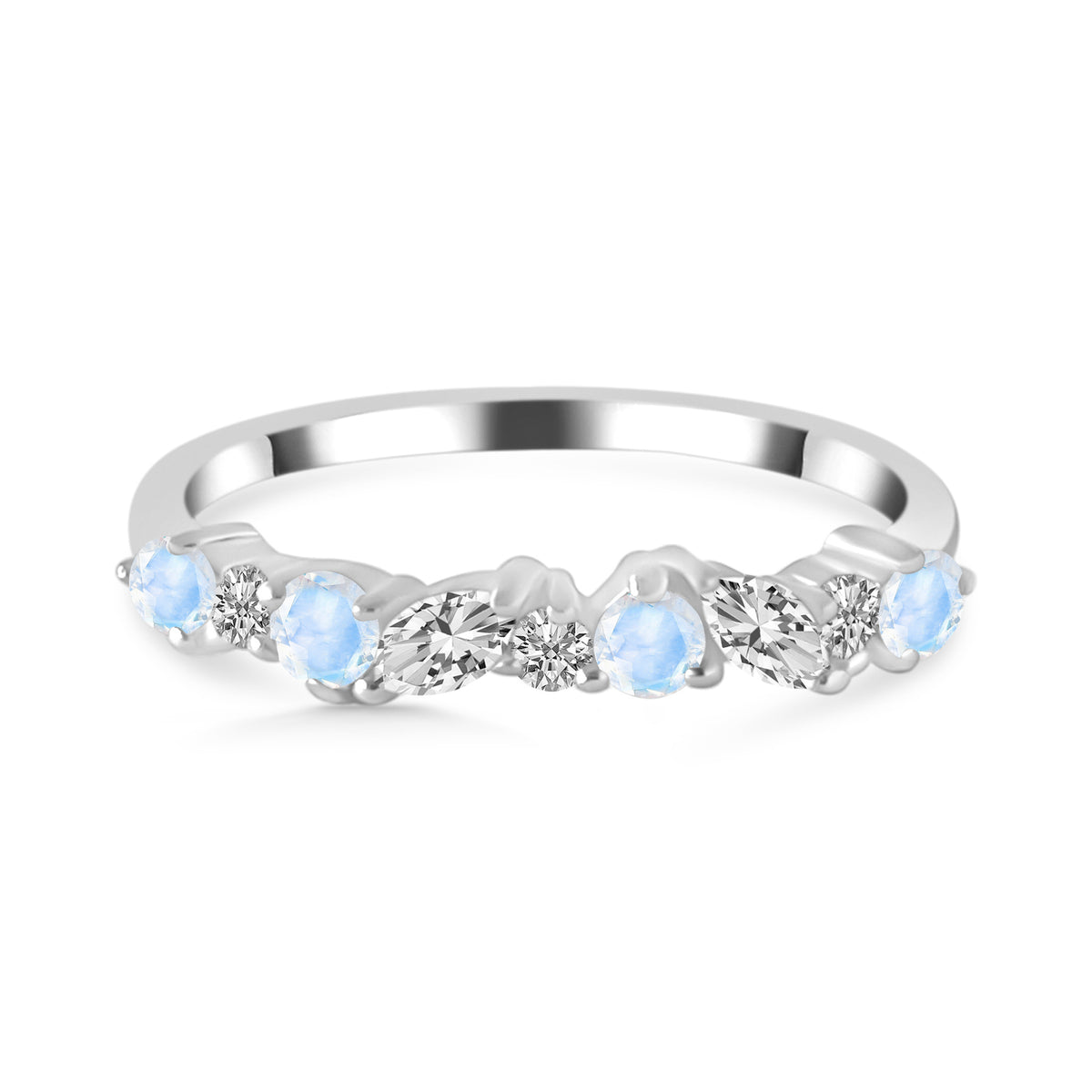Moonstone & White Topaz Ring-(RBM-CUZ-RDR-3551.)