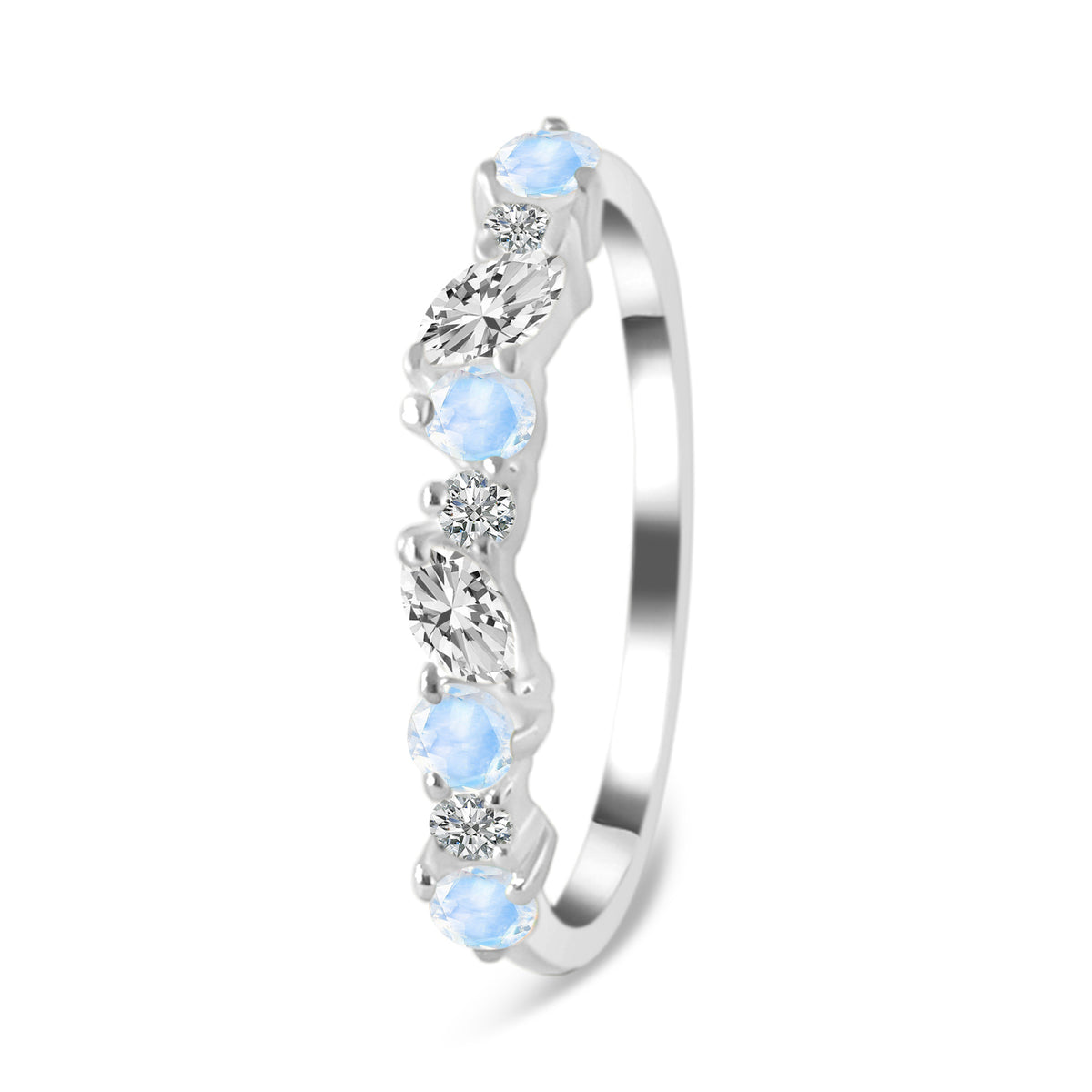 Moonstone & White Topaz Ring-(RBM-CUZ-RDR-3551.)