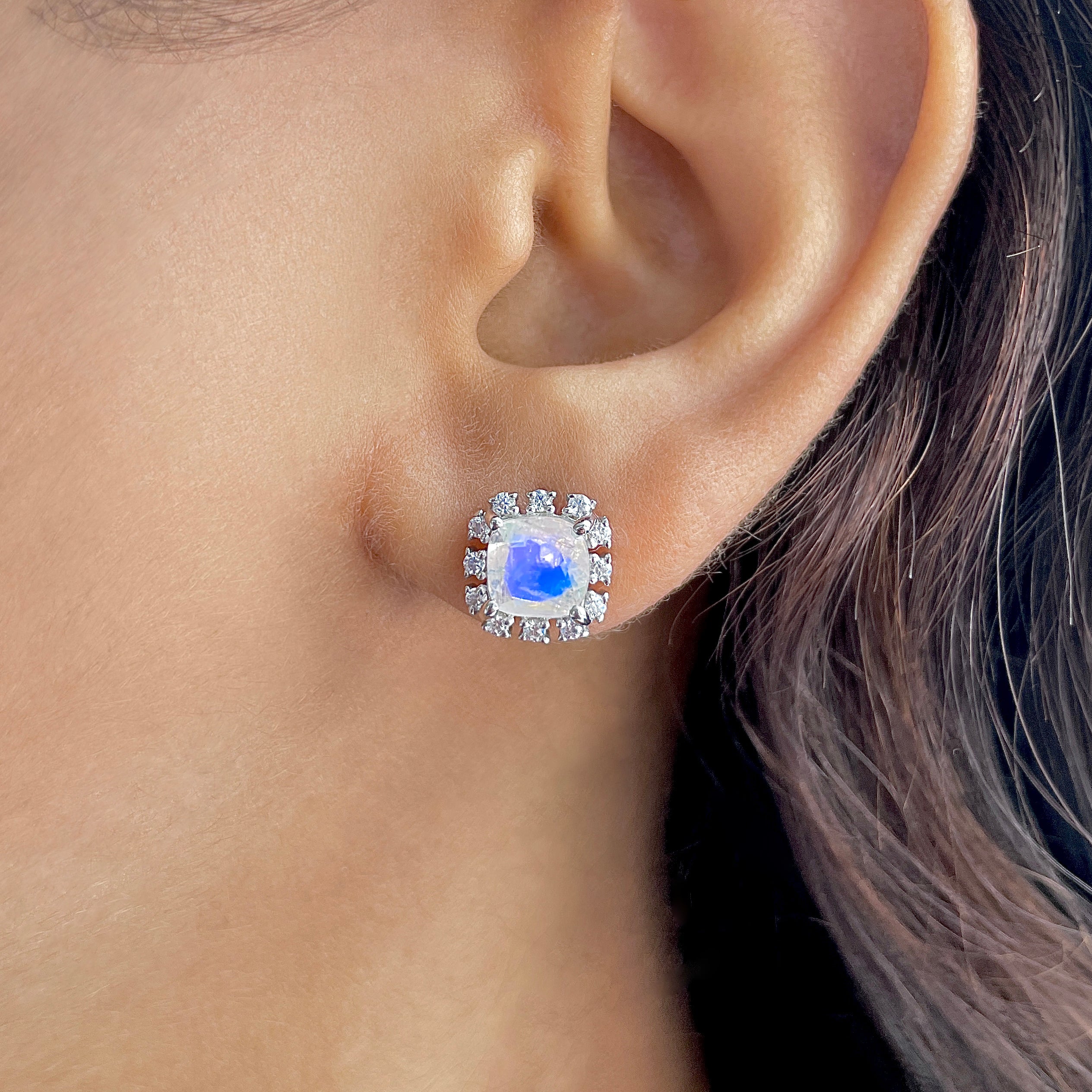 Moonstone & White Topaz Stud Earring-(RBM-RDE-1263.)