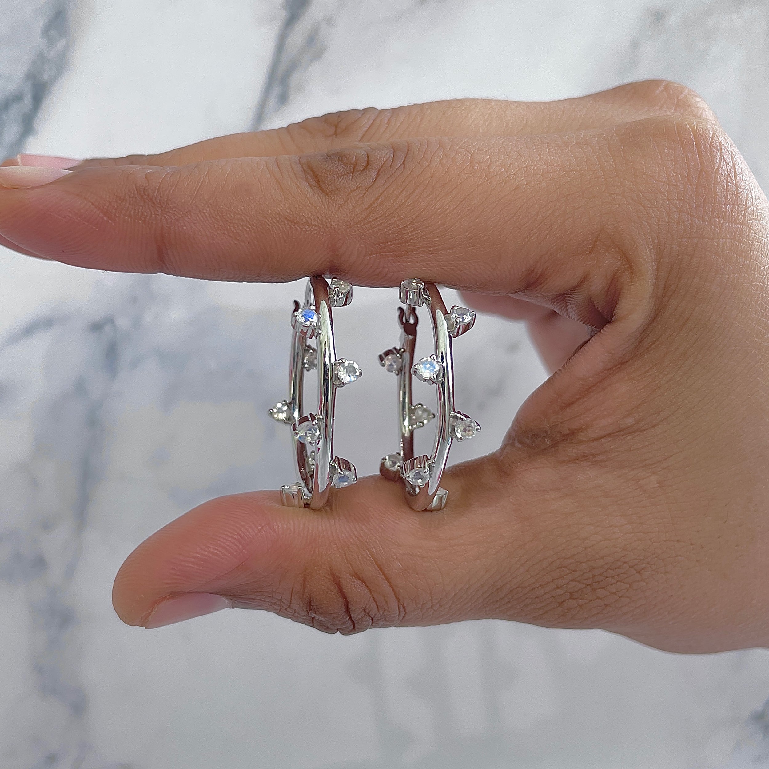 Moonstone Hoop Earring-(RBM-RDE-1280.)