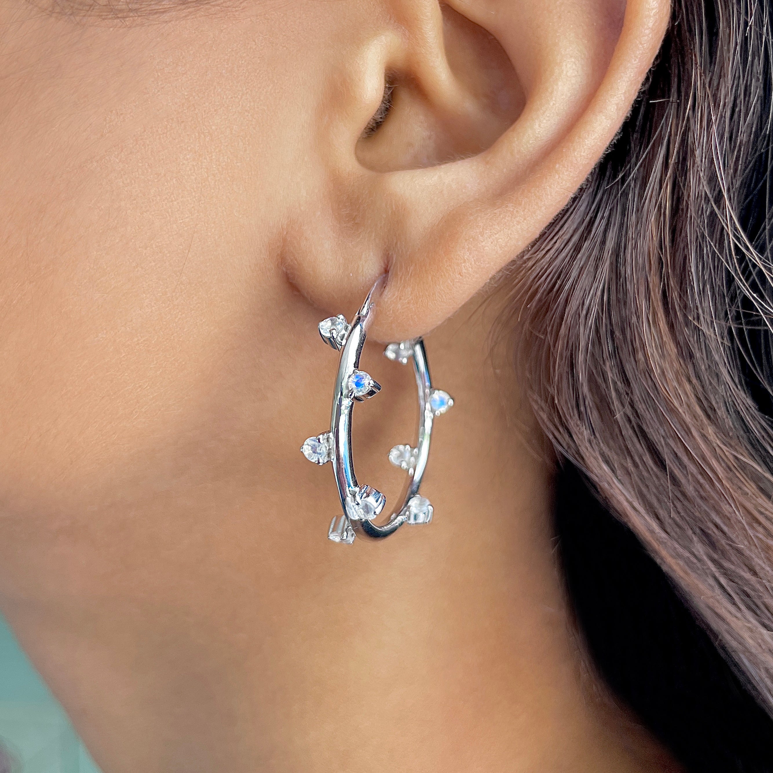 Moonstone Hoop Earring-(RBM-RDE-1280.)