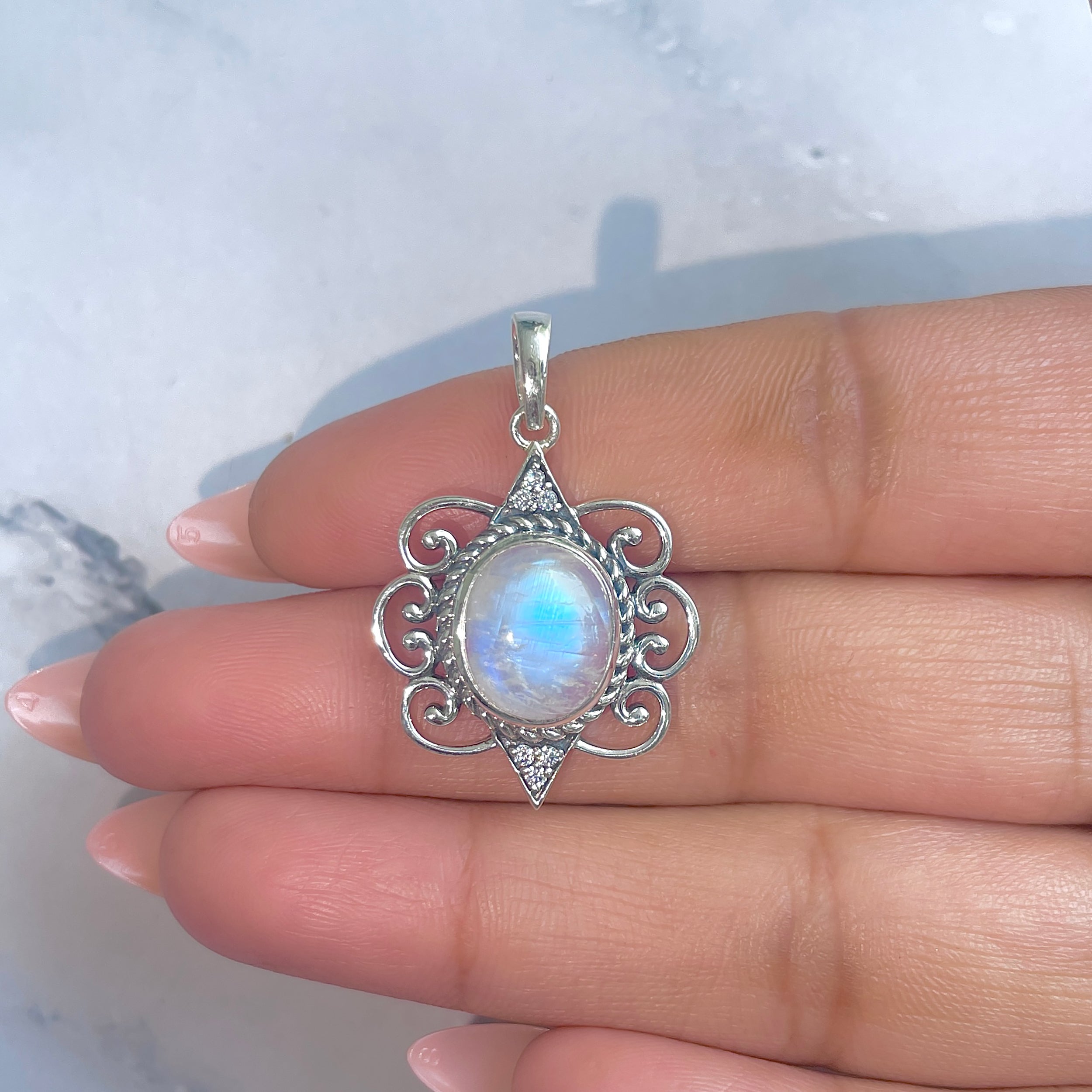 Moonstone & White Topaz Pendant-(RBM-RDP-334.)