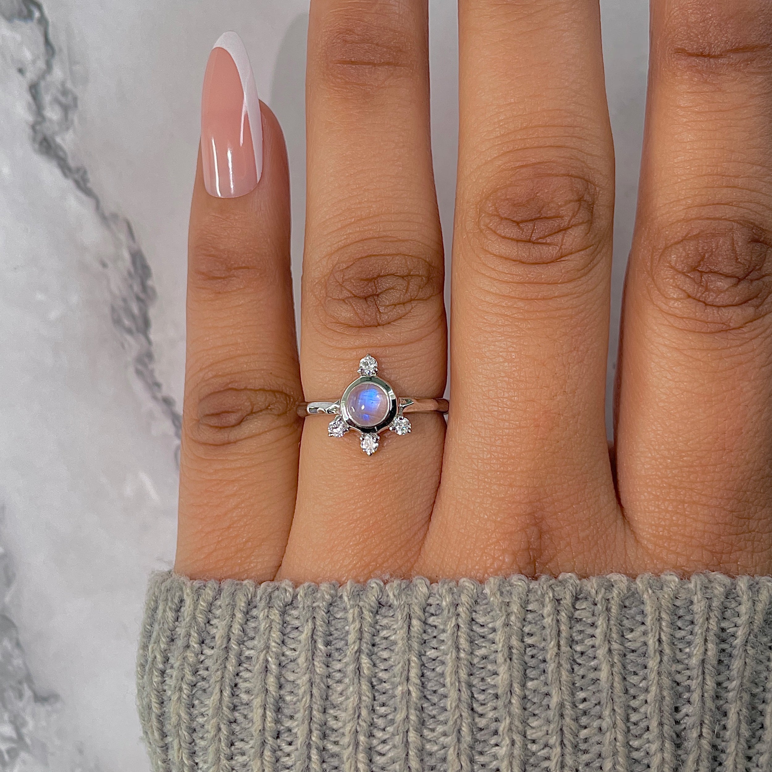 Moonstone & White Topaz Ring-(RBM-RDR-1619.)