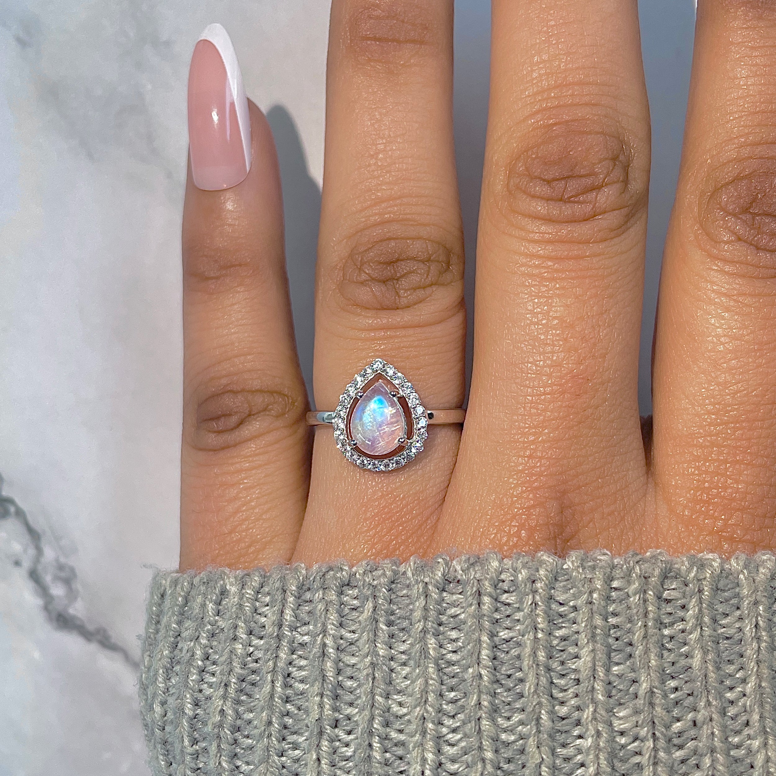 Moonstone & White Topaz Ring-(RBM-RDR-1803.)
