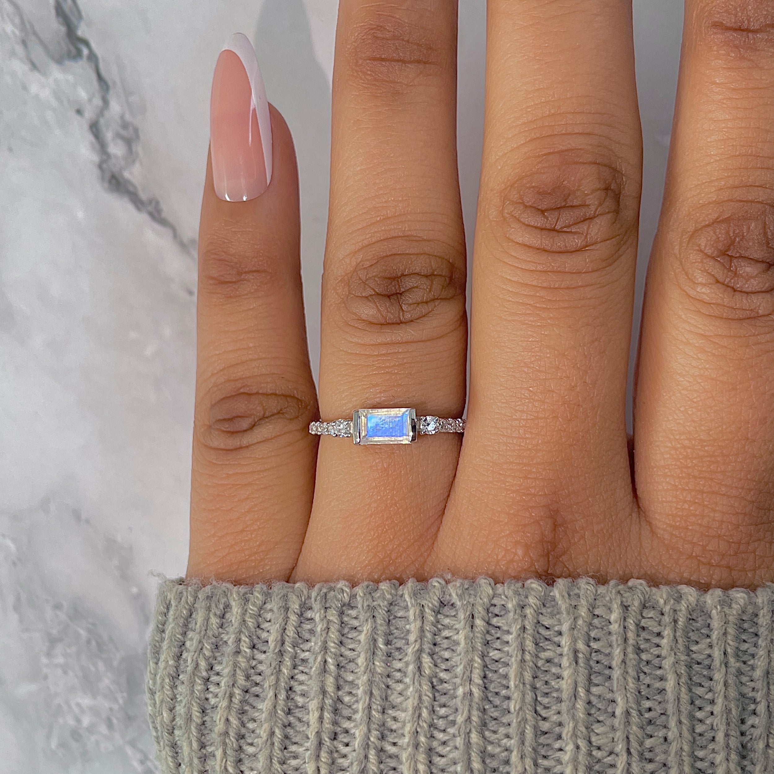 Moonstone & White Topaz Ring-(RBM-RDR-2186.)