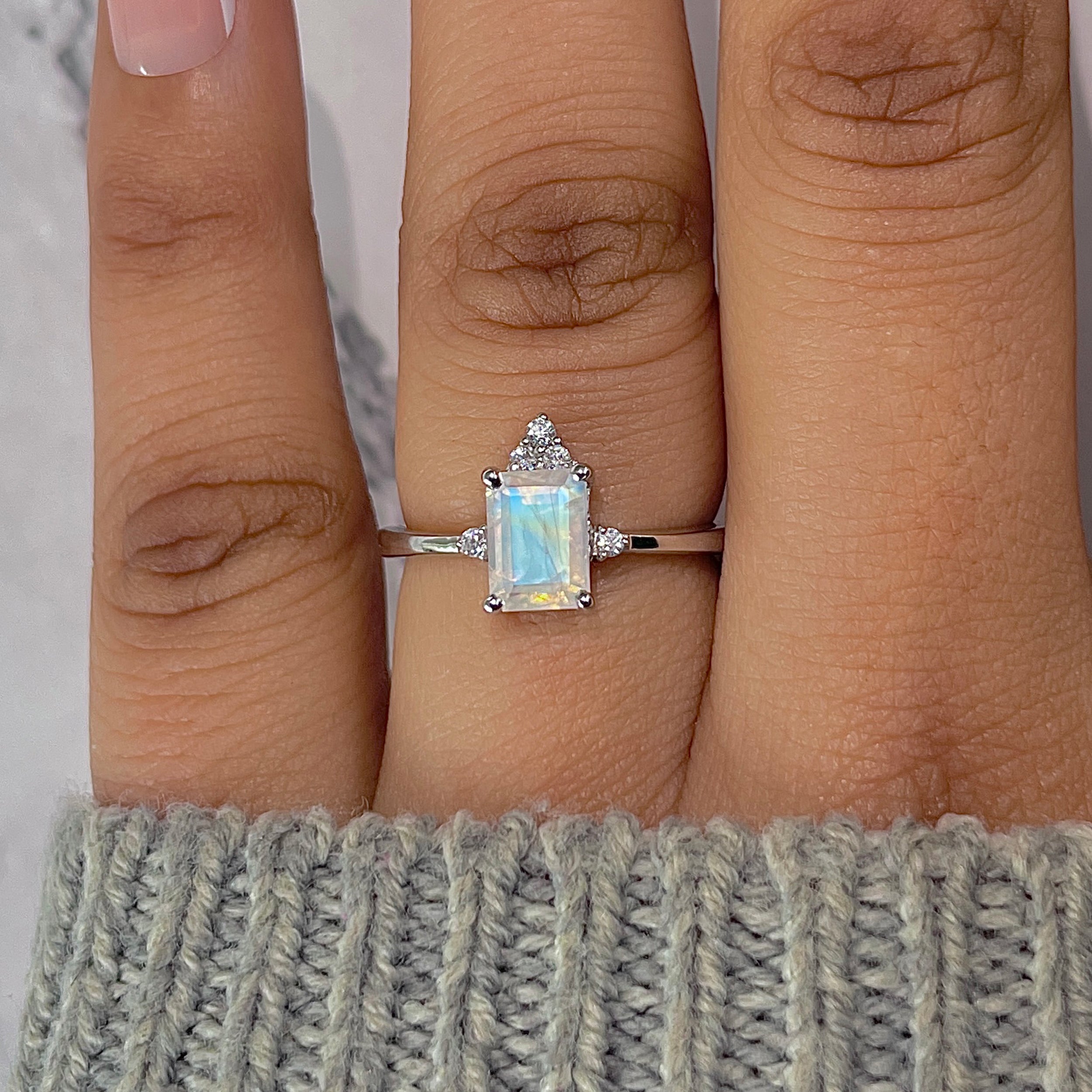 Moonstone & White Topaz Ring-(RBM-RDR-2194.)