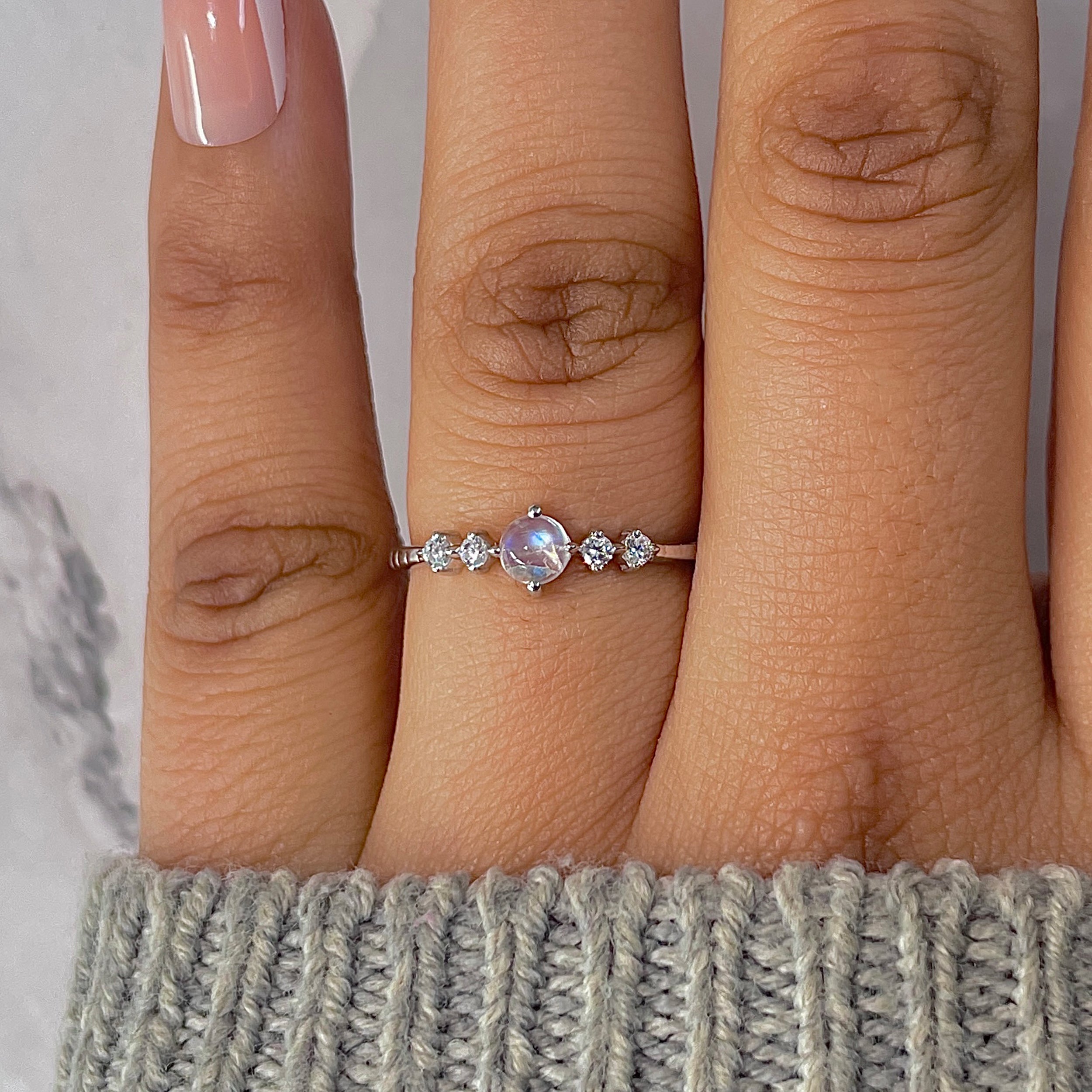 Moonstone & White Topaz Ring-(RBM-RDR-2211.)