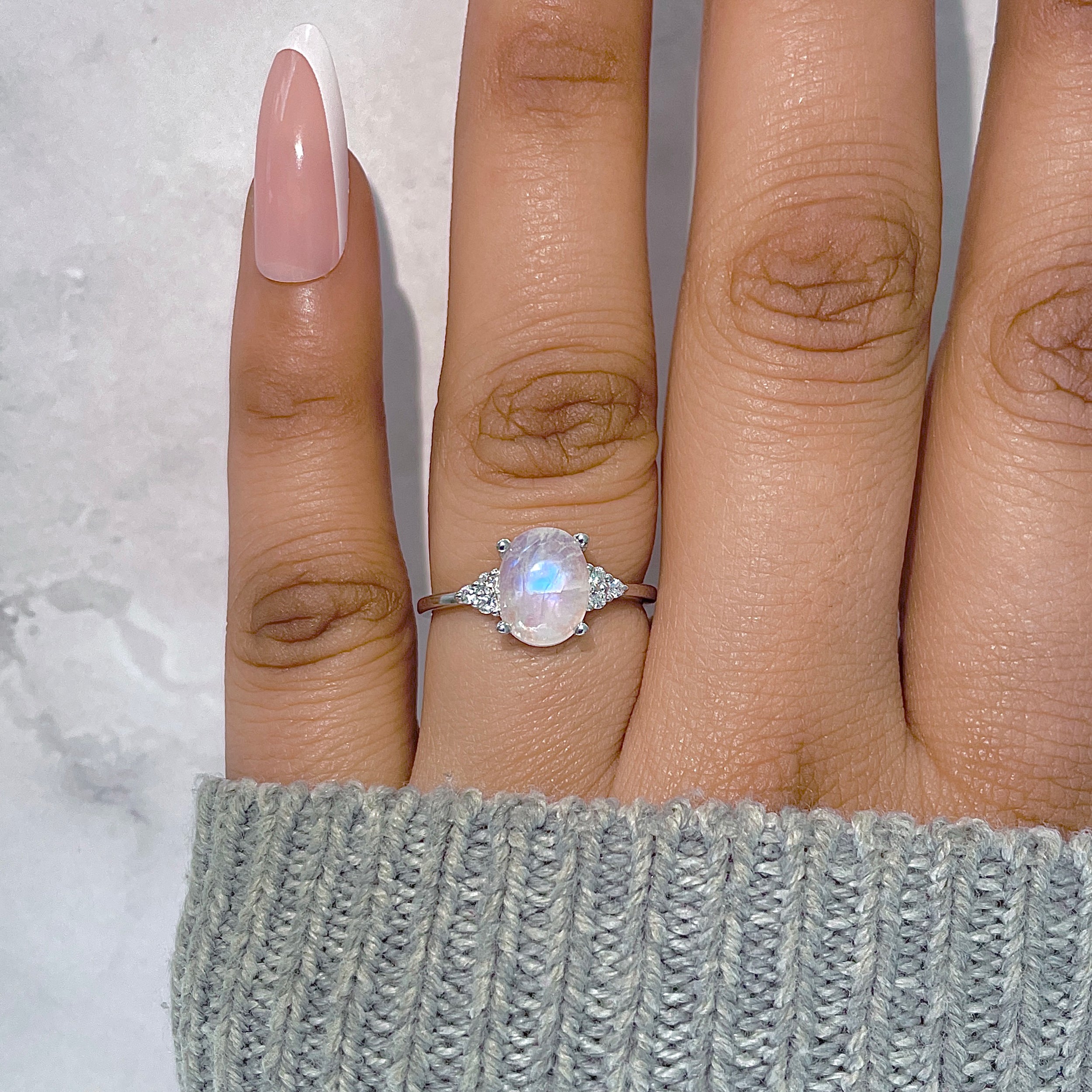 Moonstone & White Topaz Ring-(RBM-RDR-224.)