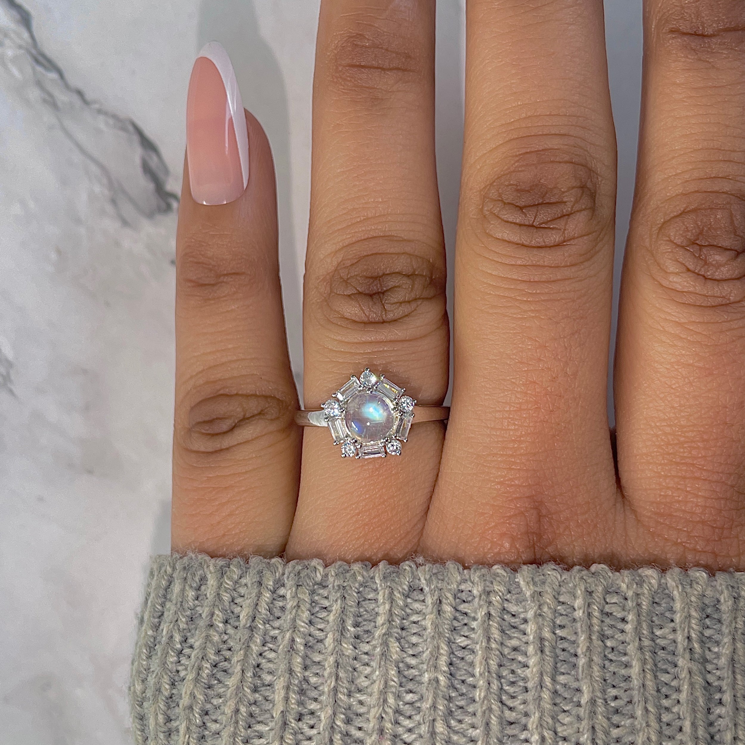 Moonstone & White Topaz Ring-(RBM-RDR-2248.)