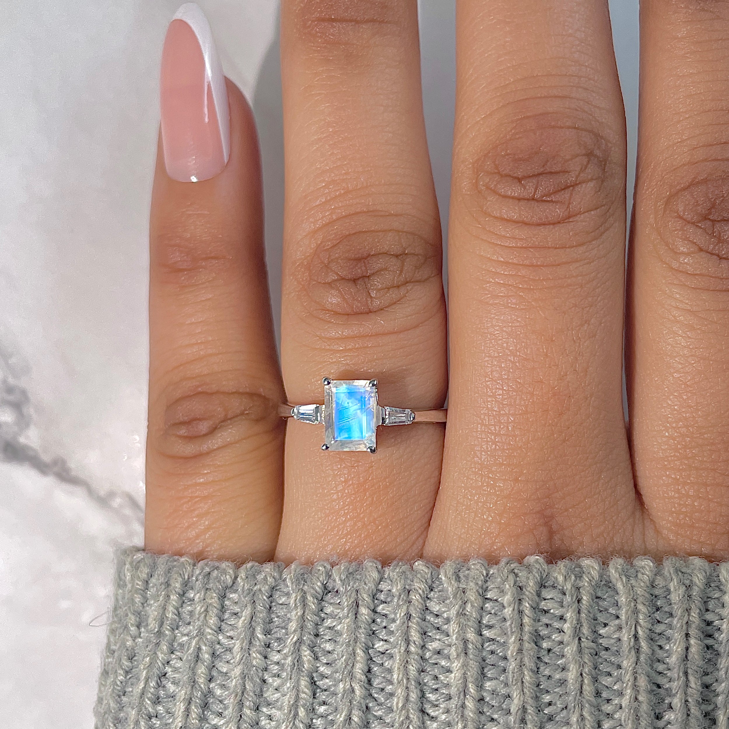 Moonstone & White Topaz Ring-(RBM-RDR-2251.)