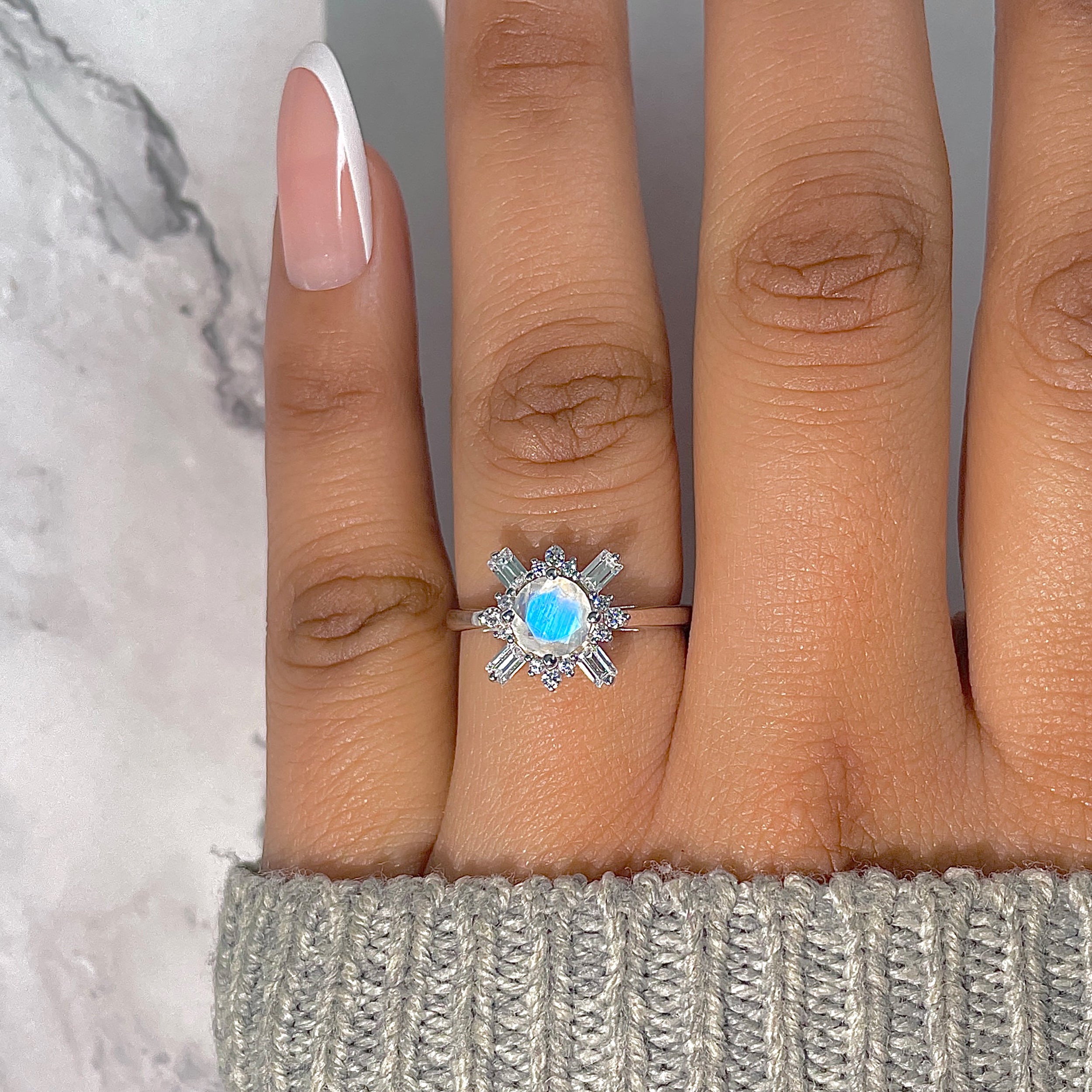 Moonstone & White Topaz Ring-(RBM-RDR-2264.)