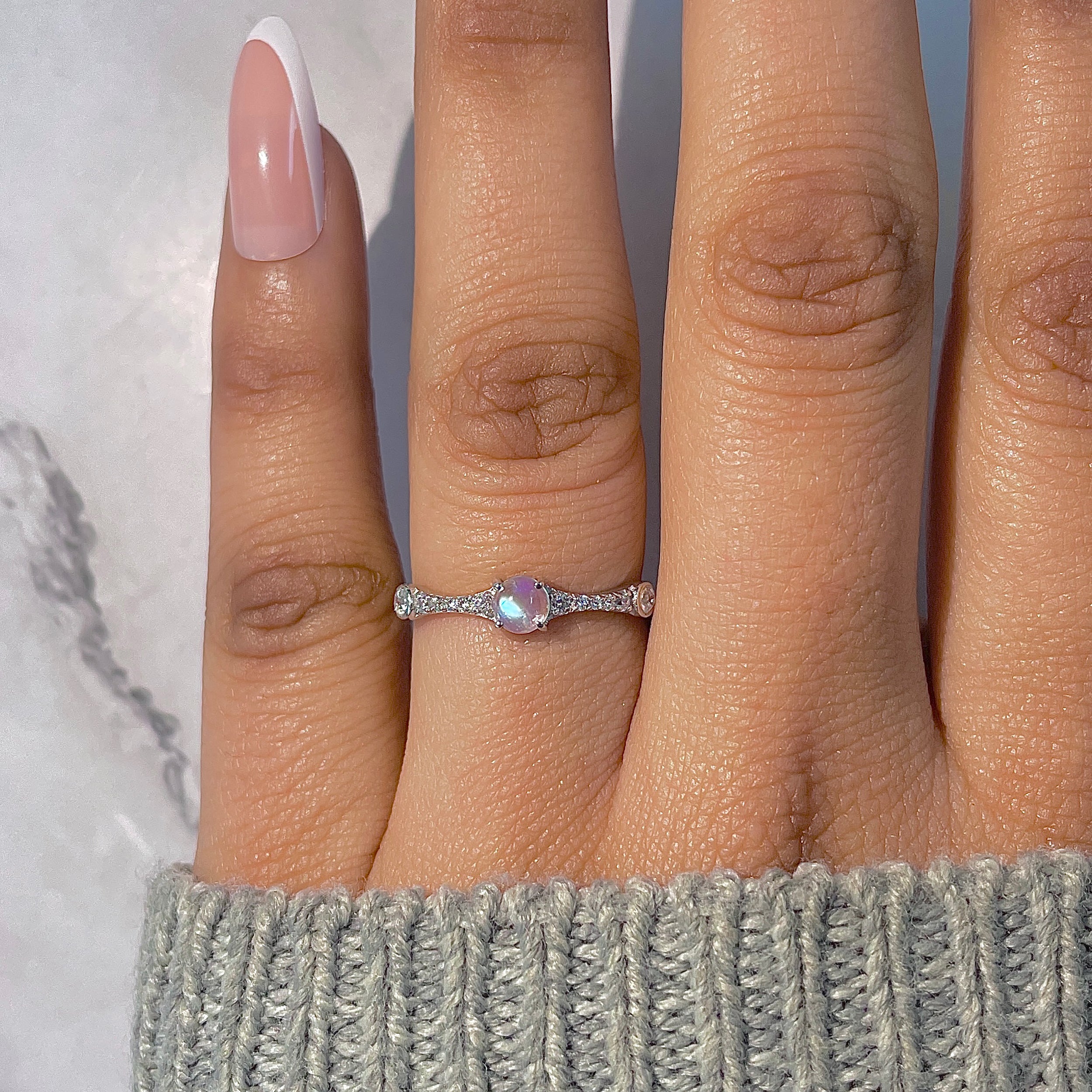 Moonstone & White Topaz Ring-(RBM-RDR-2276.)