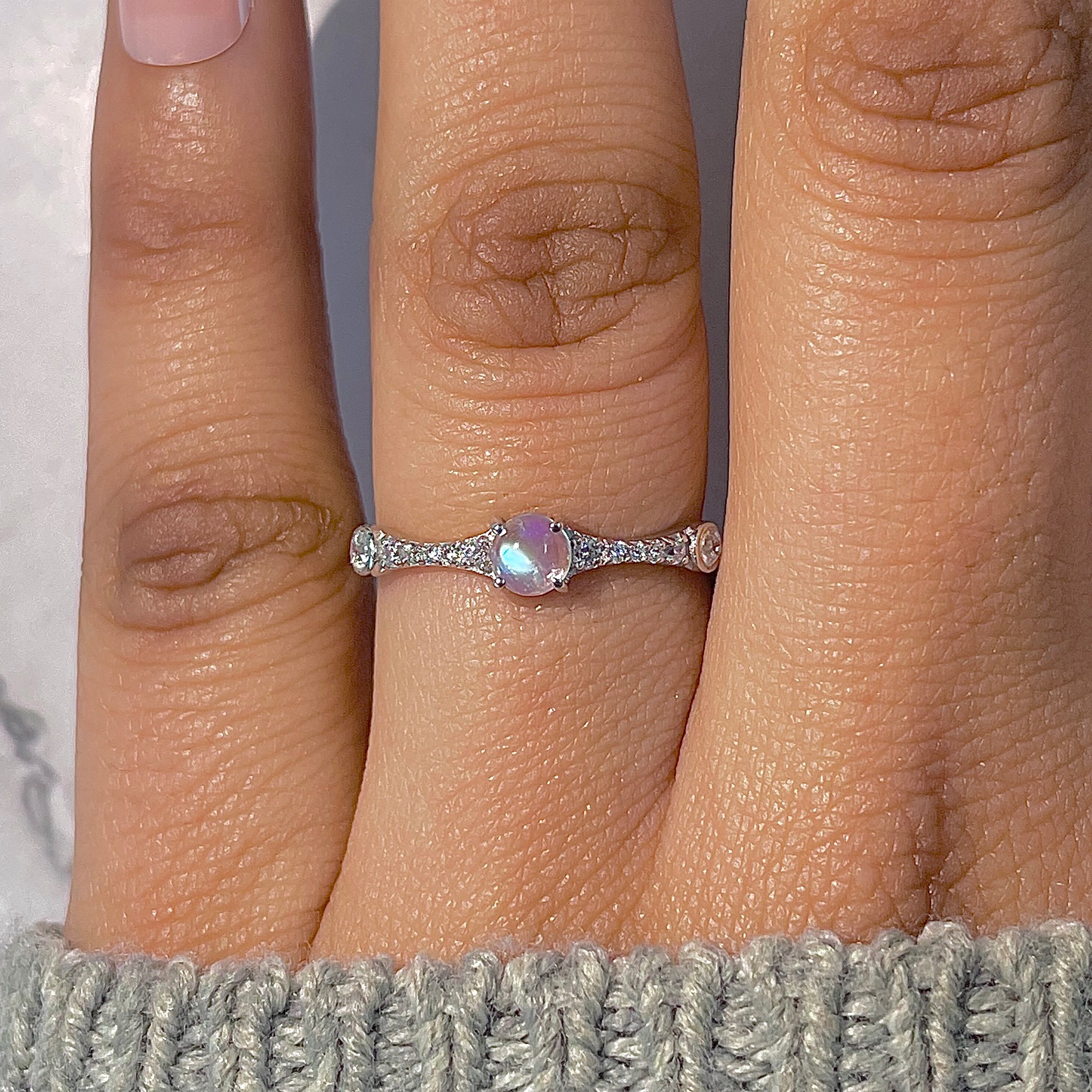 Moonstone & White Topaz Ring-(RBM-RDR-2276.)