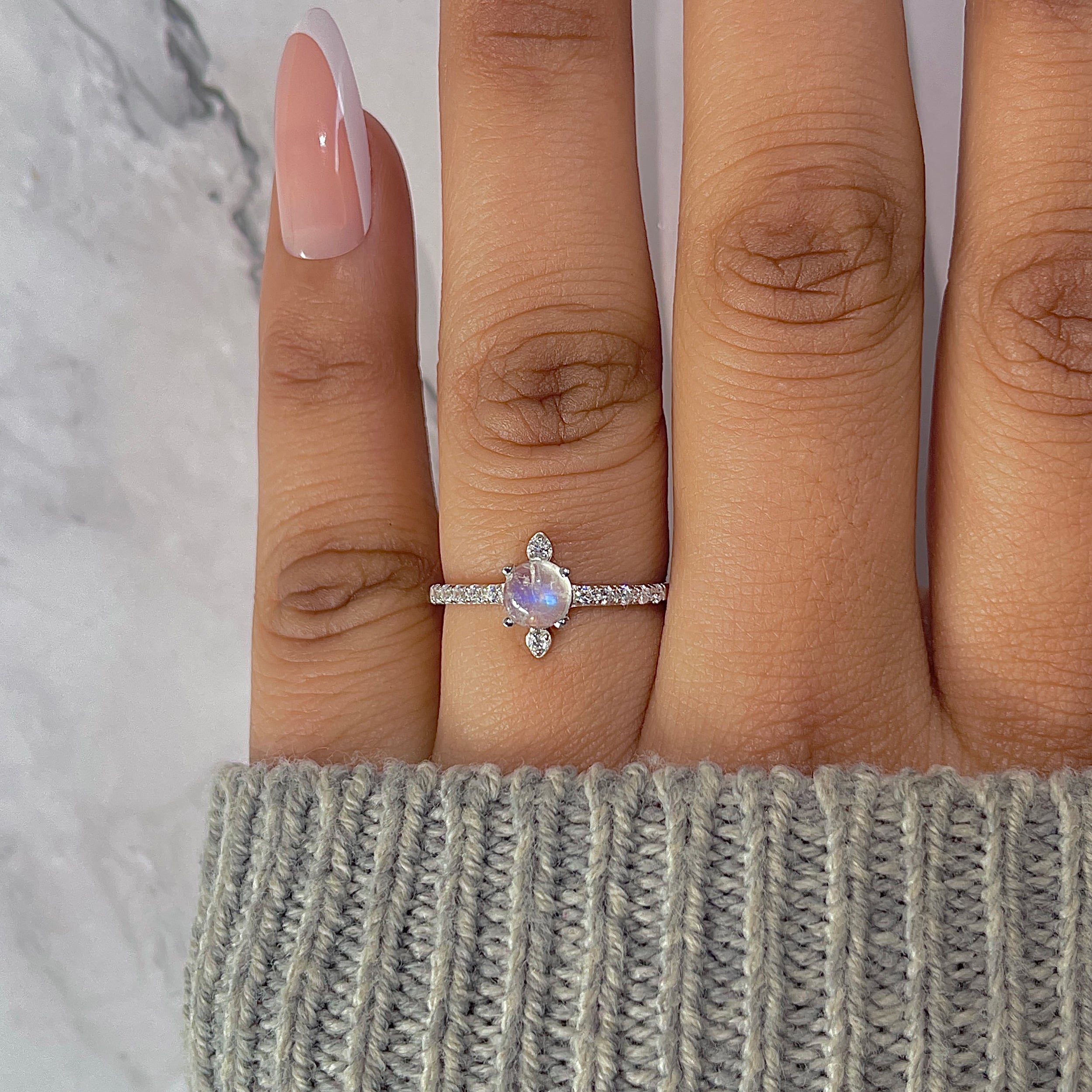 Moonstone & White Topaz Ring-(RBM-RDR-2282.)