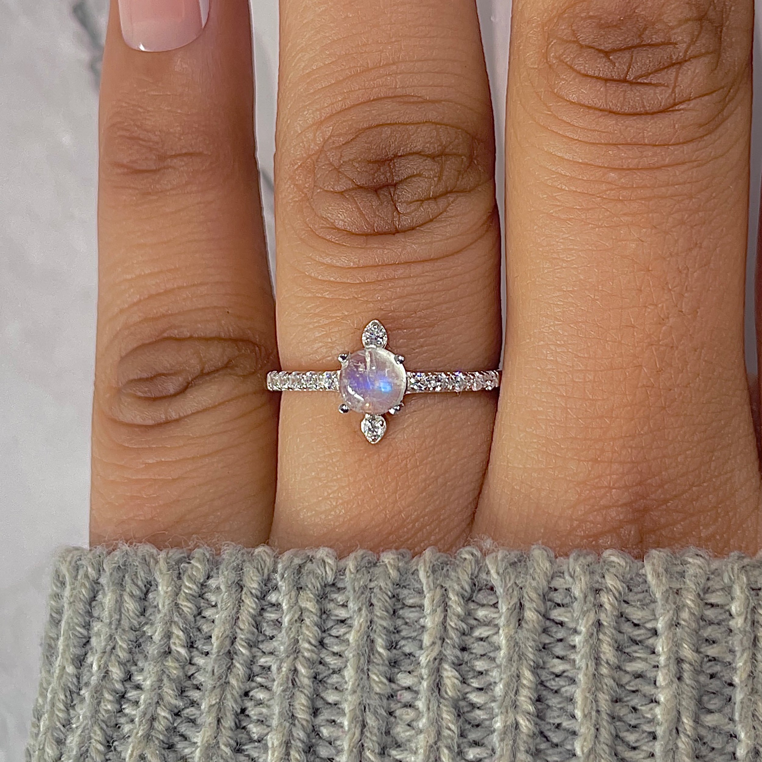 Moonstone & White Topaz Ring-(RBM-RDR-2282.)