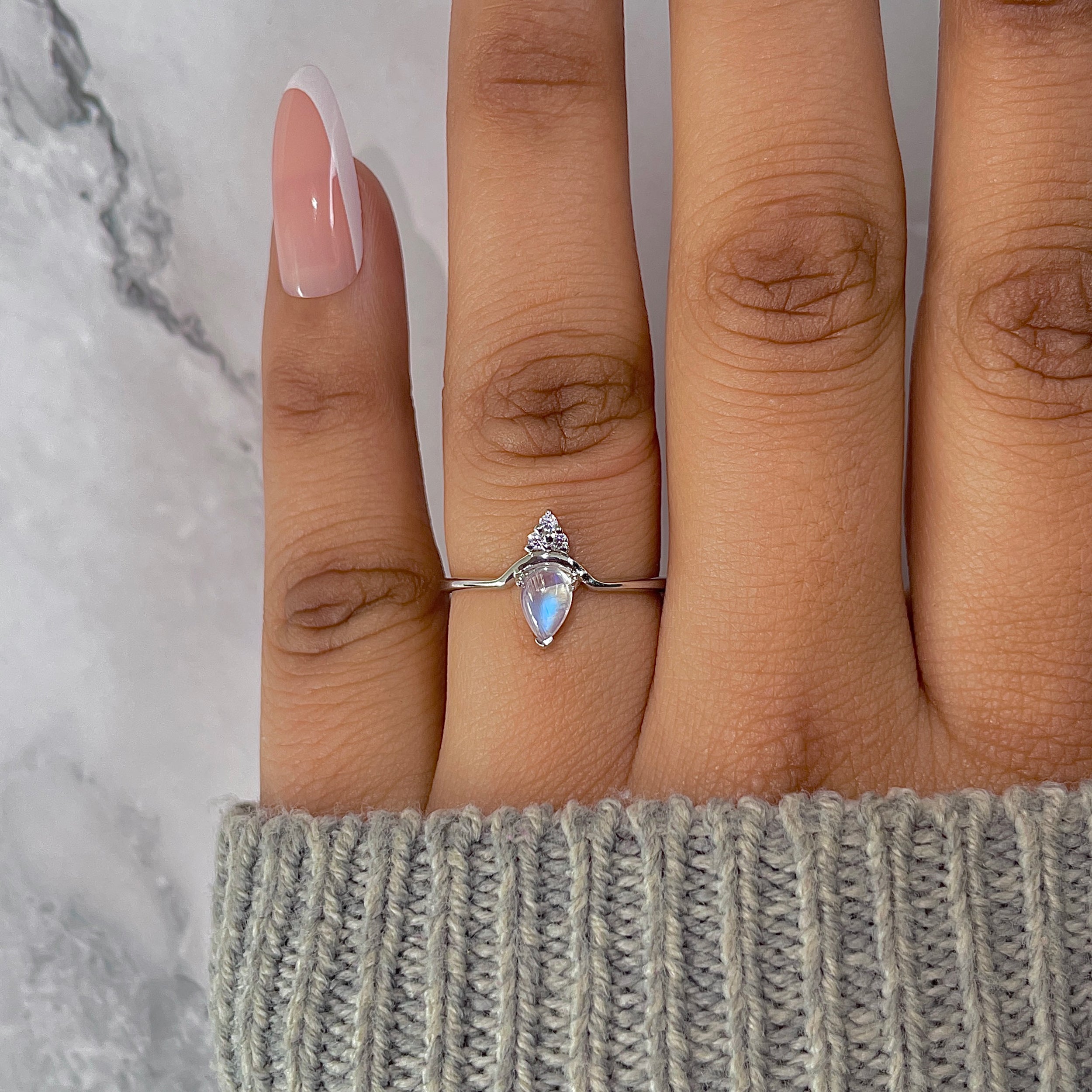 Moonstone & White Topaz Ring-(RBM-RDR-2298.)