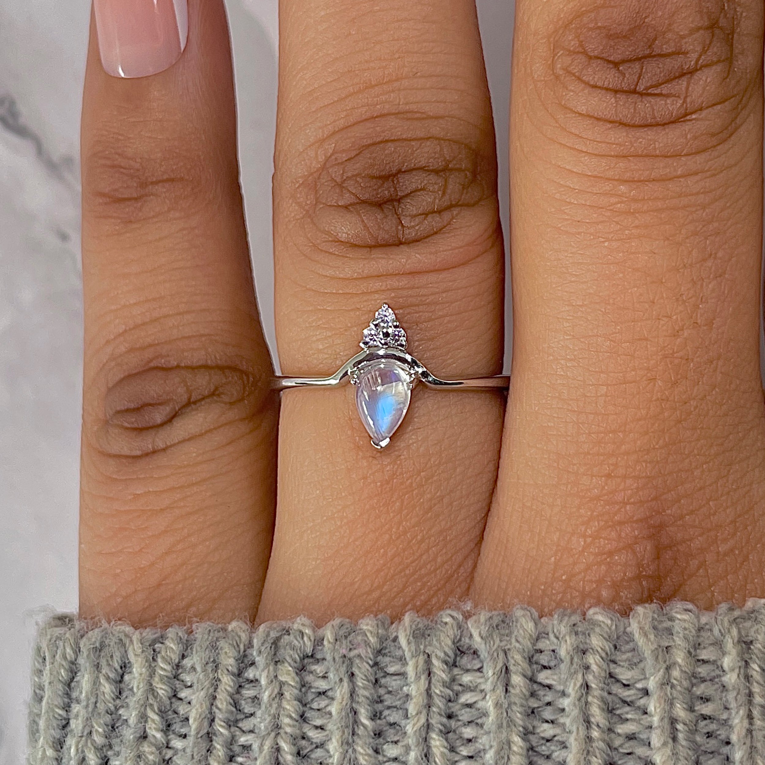 Moonstone & White Topaz Ring-(RBM-RDR-2298.)