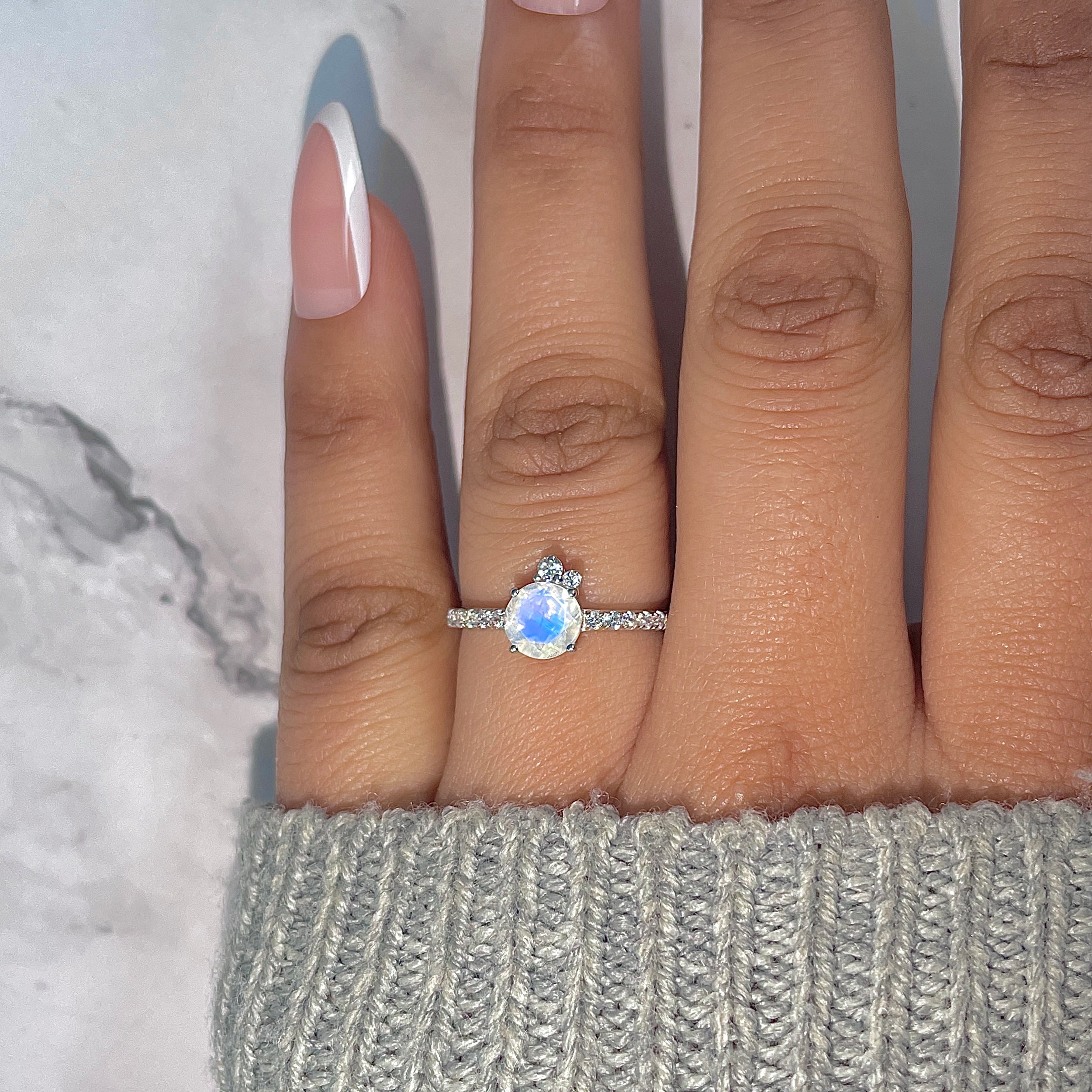 Moonstone & White Topaz Ring-(RBM-RDR-2303.)