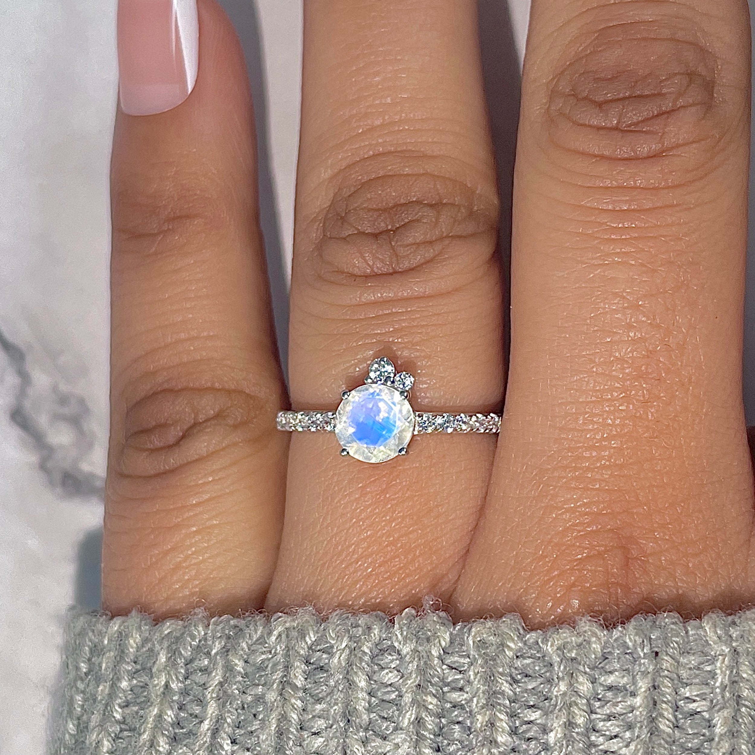 Moonstone & White Topaz Ring-(RBM-RDR-2303.)