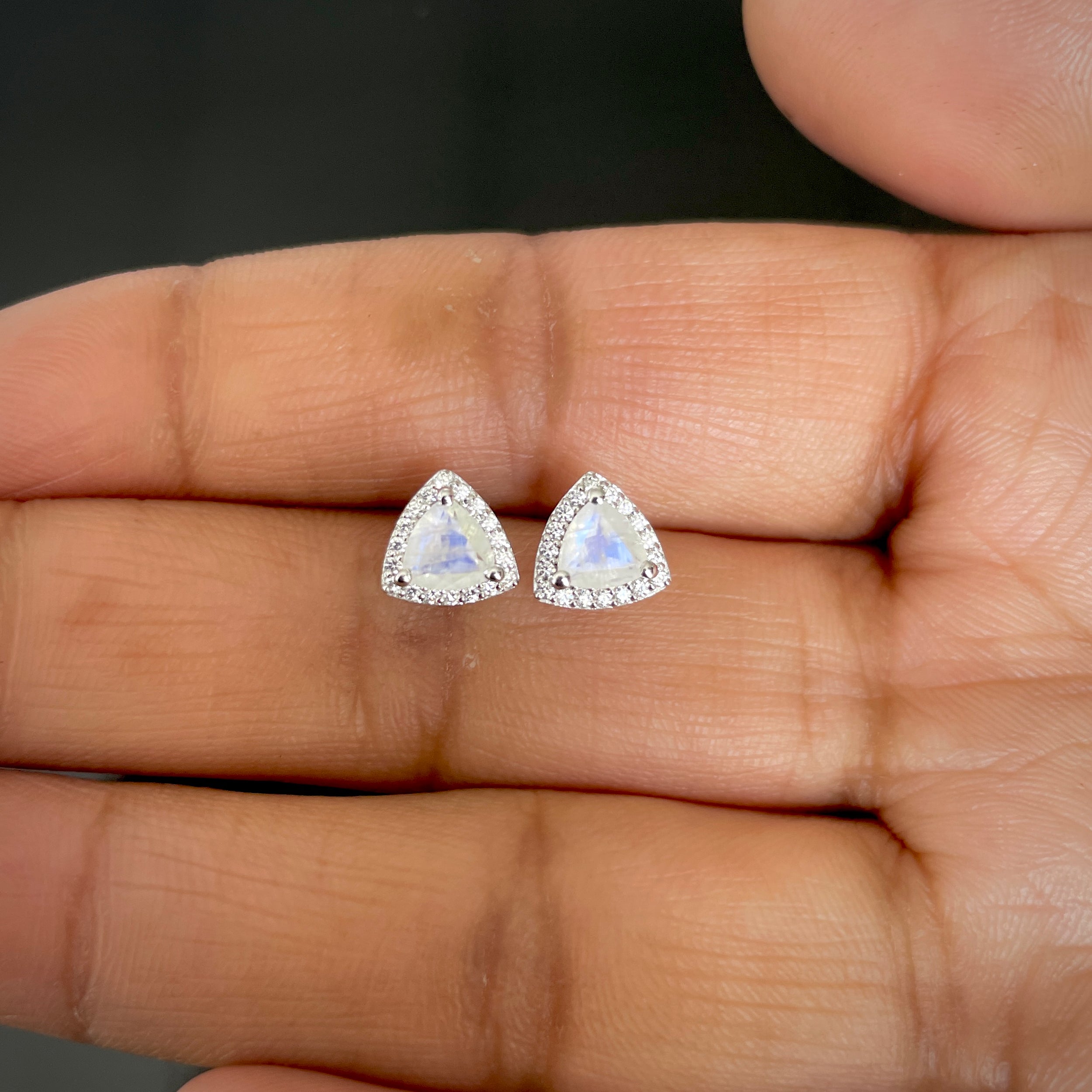 Moonstone & White Topaz Stud Earring-(RBM-RDE-1269.)
