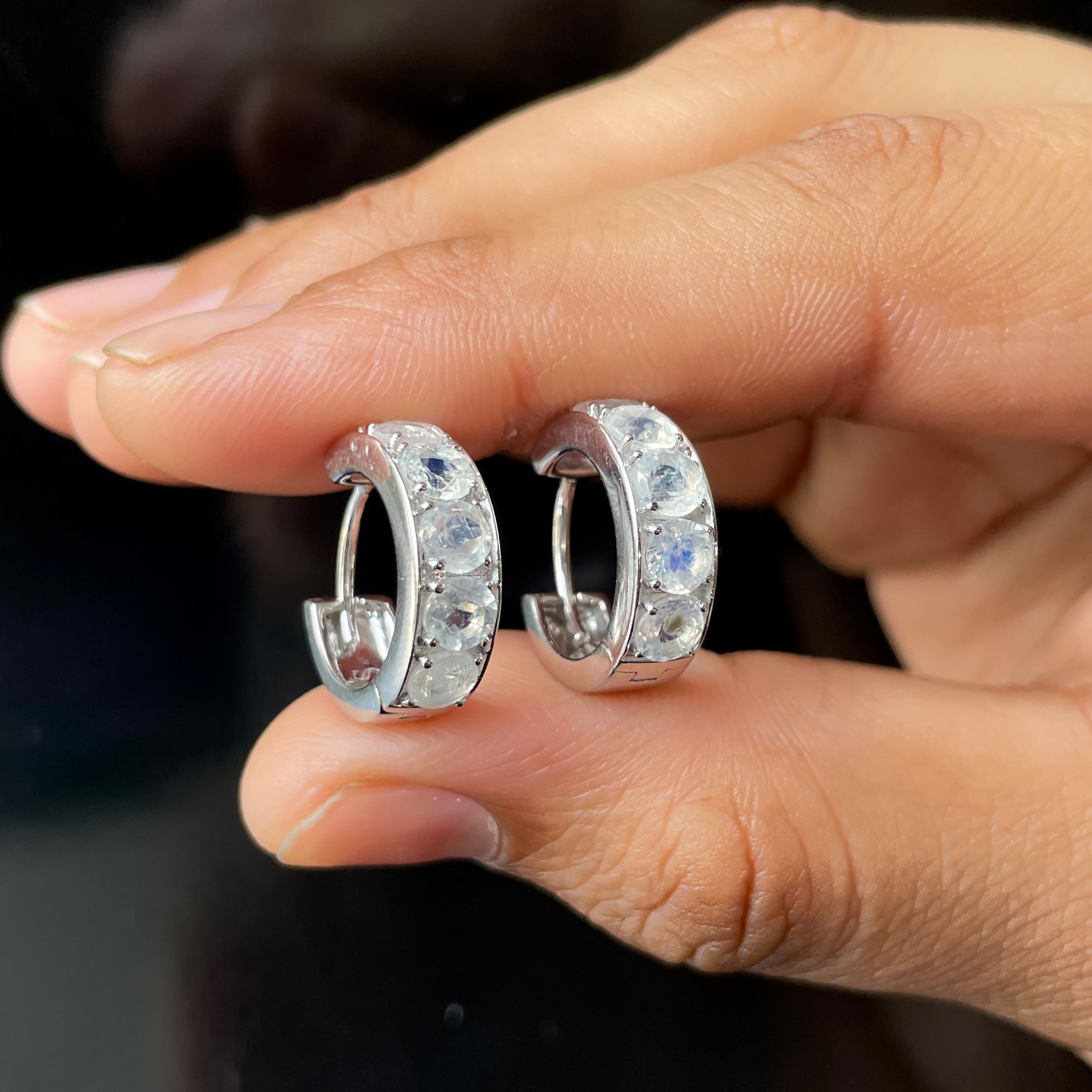 Moonstone Hoop Earring-(RBM-RDE-973.)