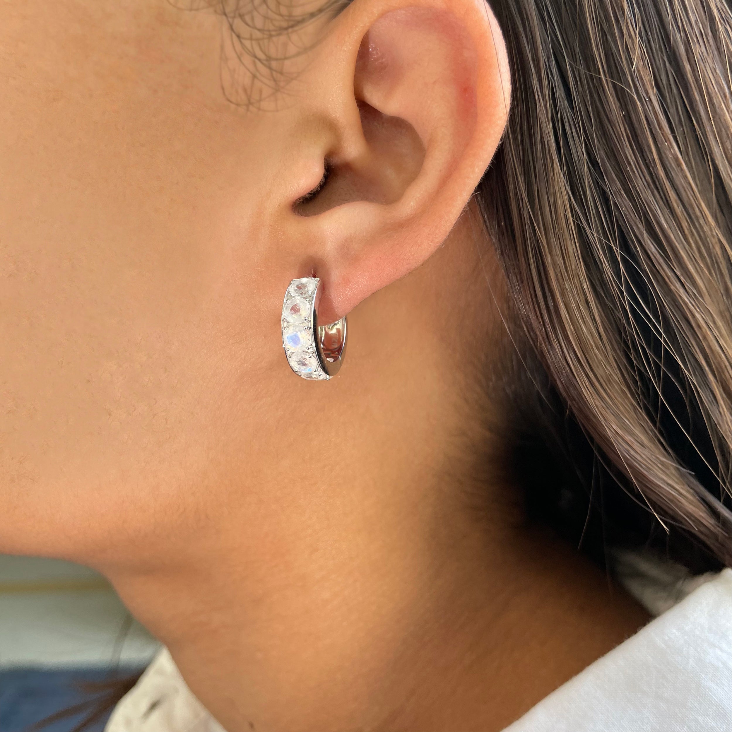Moonstone Hoop Earring-(RBM-RDE-973.)