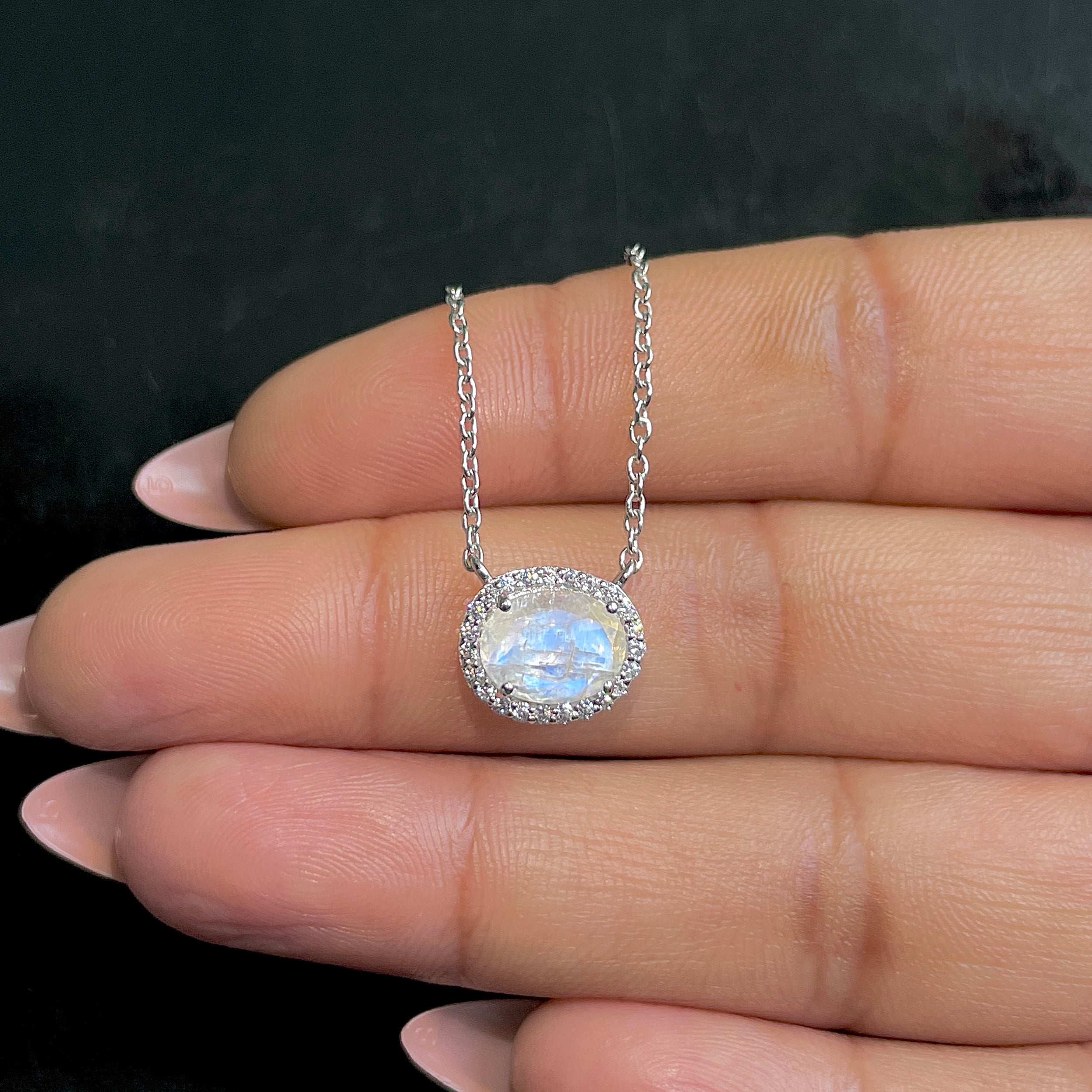 Moonstone & White Topaz Necklace-(RBM-RN-85.)