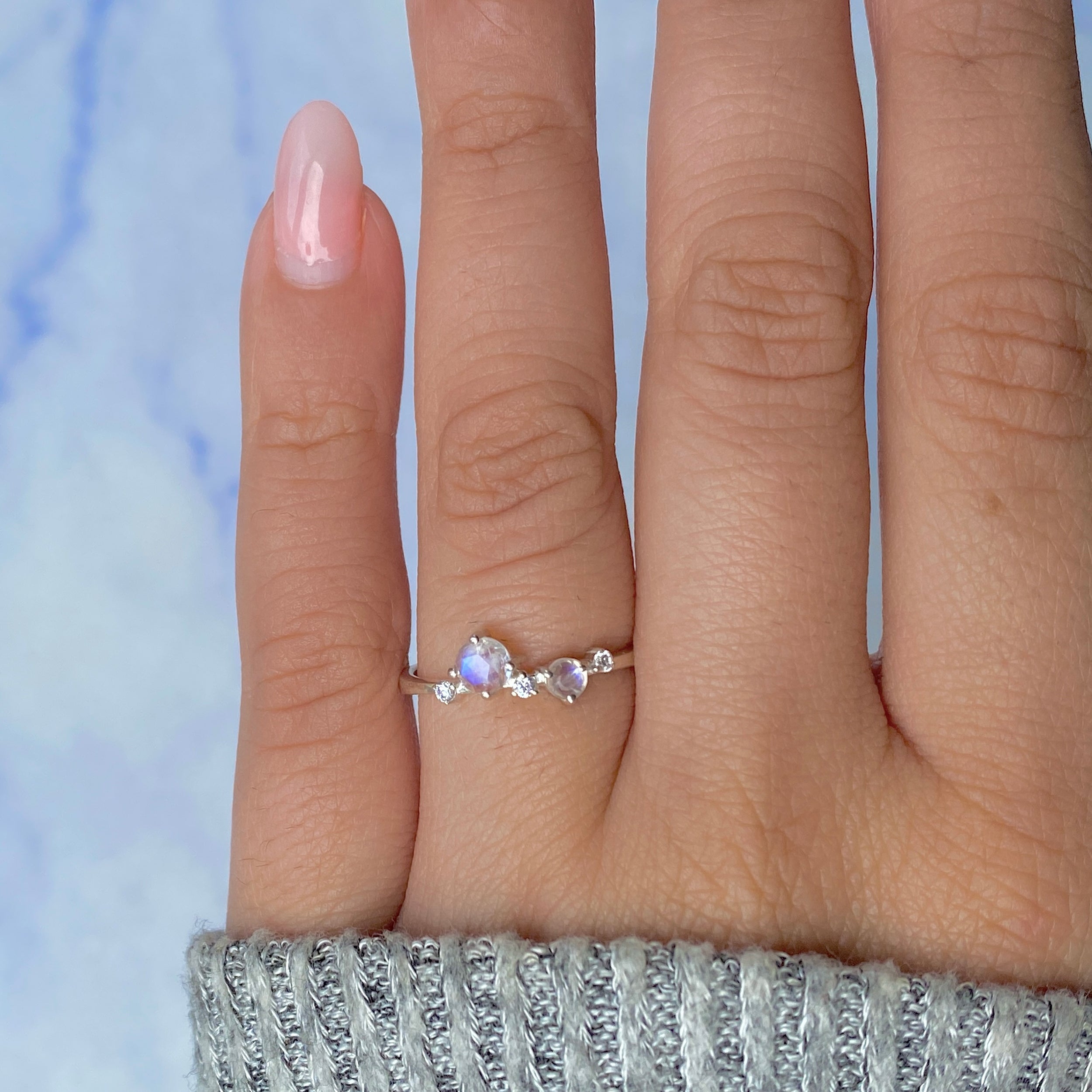 Moonstone & White Topaz Ring-(RBM-RDR-1661.)